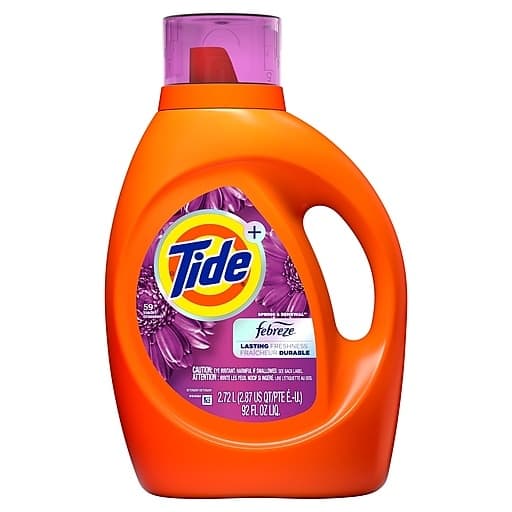 Tide Plus Febreze HE Liquid Laundry Detergent, Spring and Renewal, 84 Oz Bottle, 4/Carton