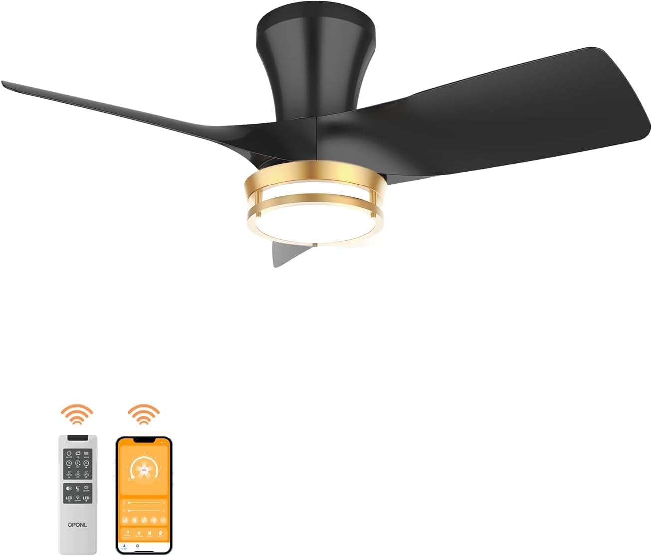 30 inch Low Profile Ceiling fan with Light and Remote Control
