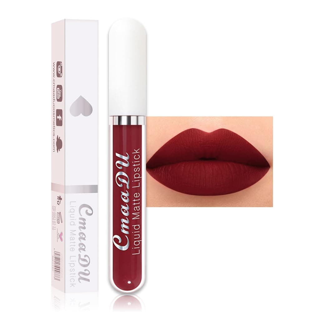 evpct 2Pcs Plum Red Liquid Matte Lipstick Lipgloss Set for Women, labiales mate 24 horas originales matte larga duracion 24 Hour Lipstick Lip Stains Long Lasting Waterproof 24, 06#