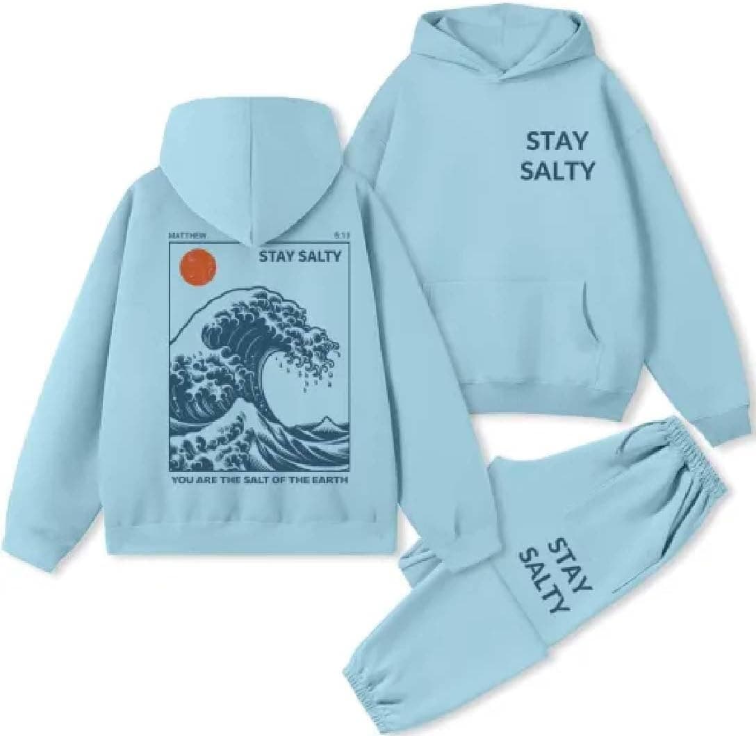Women Men Hoodies Oversized Fleece Sweatshirt Fashion Clothing Fall Christian Sweaters Stay Salty