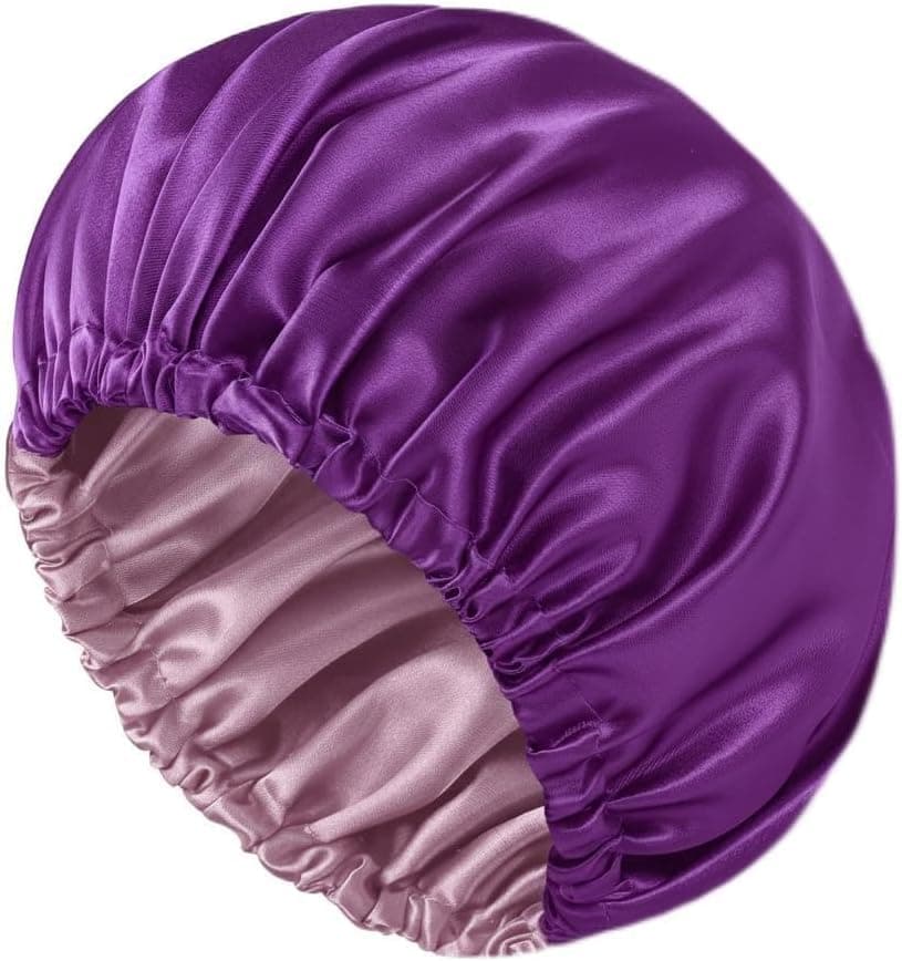 Hair Bonnet for Sleeping Stain Silk Bonnet for Sleeping Women Men Curly Hair Sleep Cap Purple