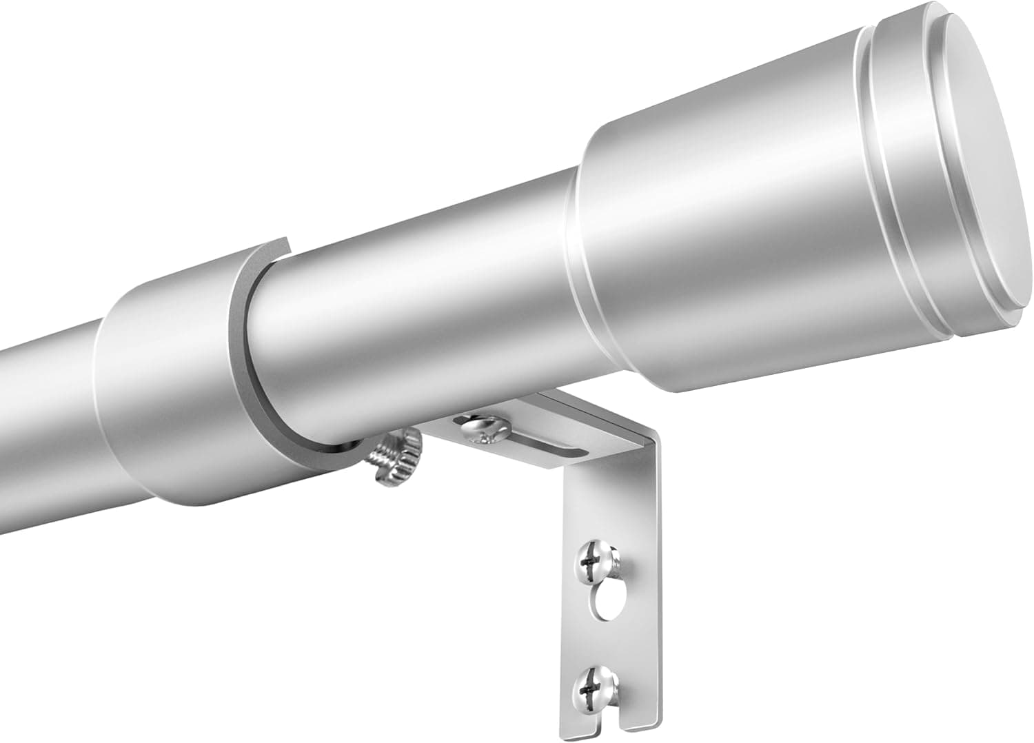 Silver Curtain Rods for Windows, 2 Pack 30-120 Inch Heavy Duty Curtain Rod