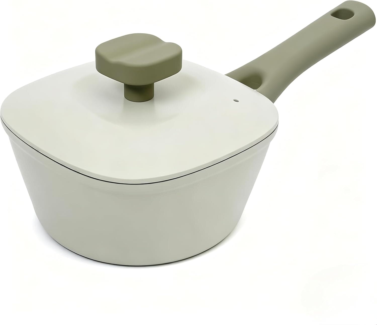 1.5QT Ceramic Nonstick Saucepan with Lid, Titanium-Infused Small Pot for Cooking Soup, Non-Toxic PFAS PFOA Free, Full-Clad Induction Base, Stay-Cool Handle, Dishwasher Safe