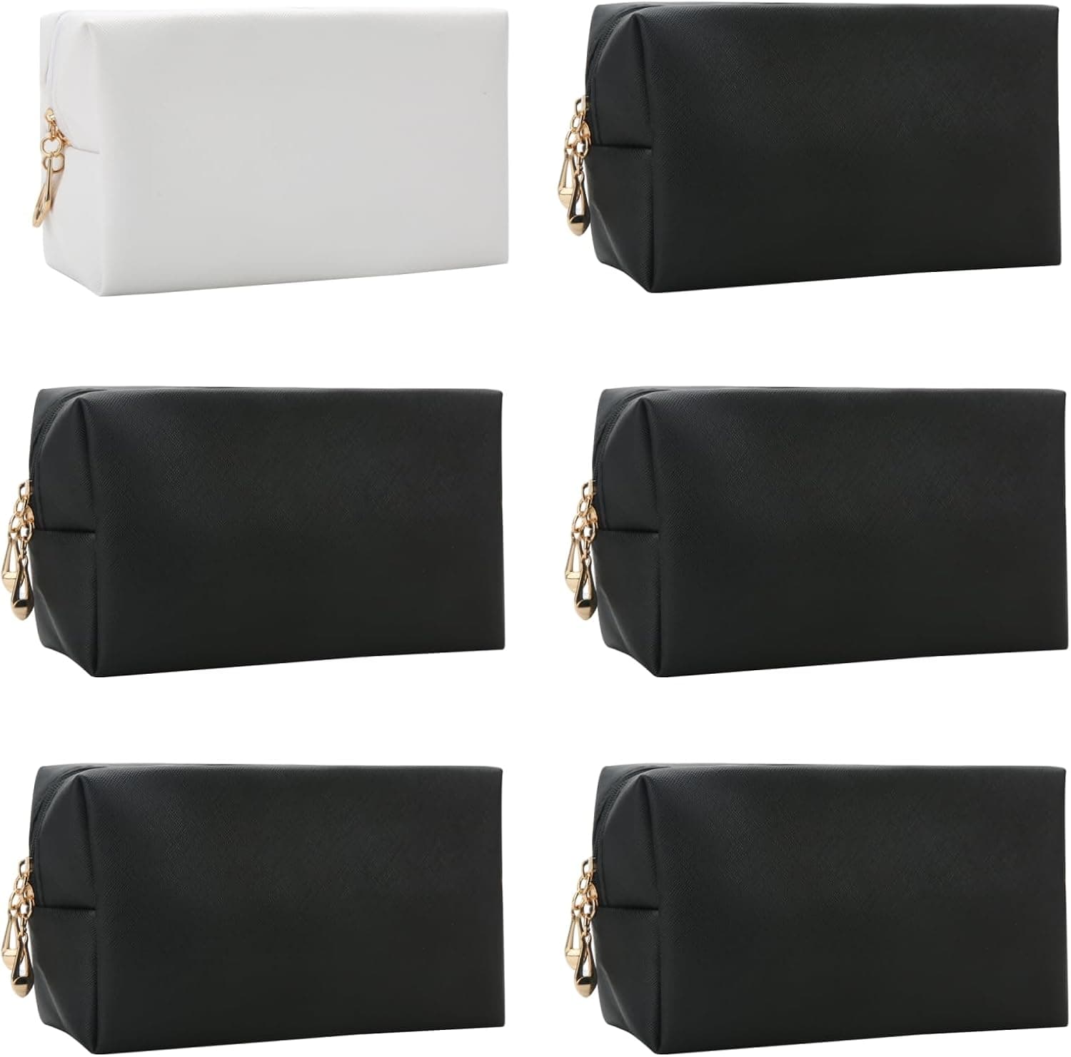 Bridesmaid Proposal Gifts Letter Cosmetic makeup bag bulk for Wedding Party Favors Bachelorette party decorations Toiletry Organizer Bag Makeup Case Gift (6, White&Black)