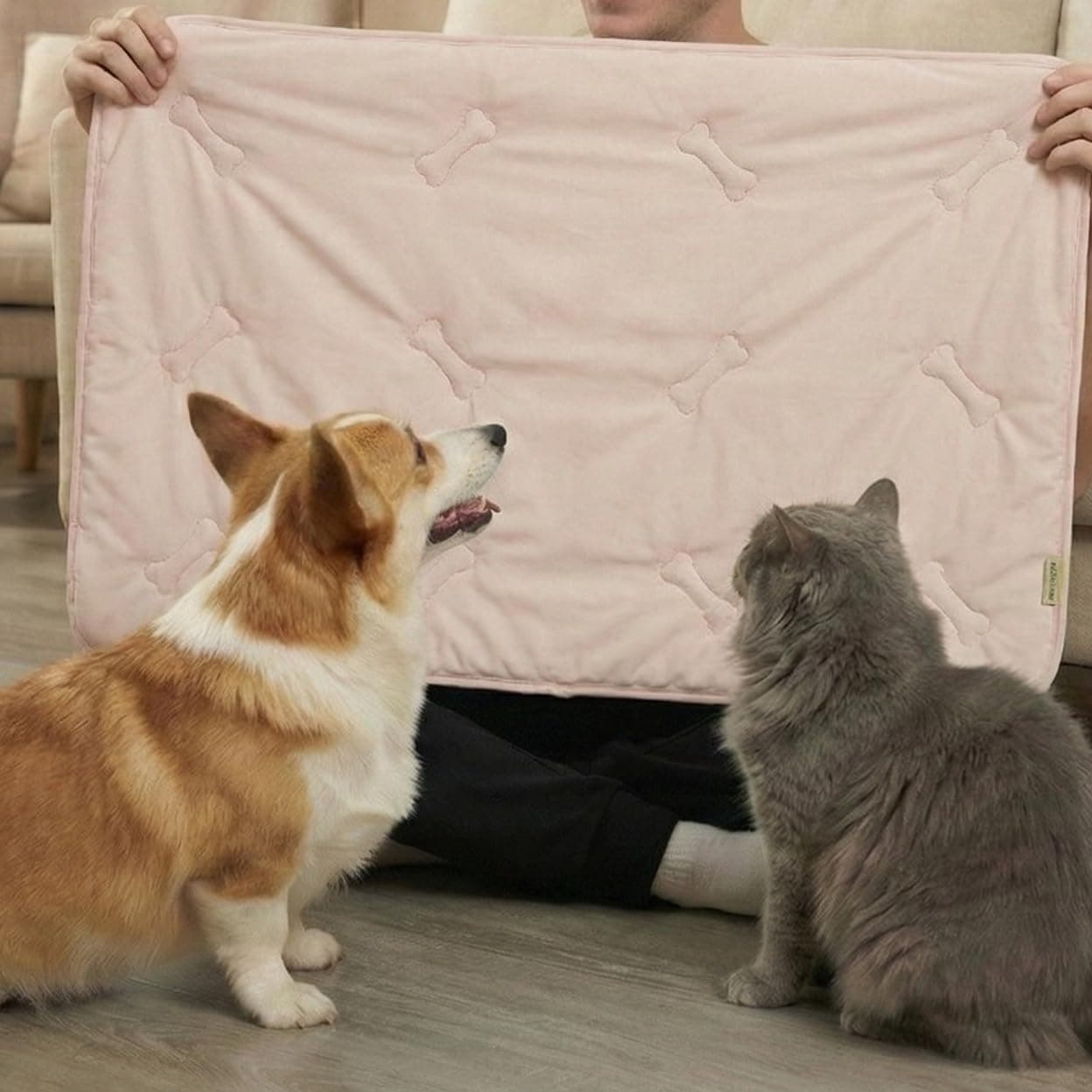 Cooling Mat for Large Dogs, Blush Pink Non-Slip Bed (41x28.5)