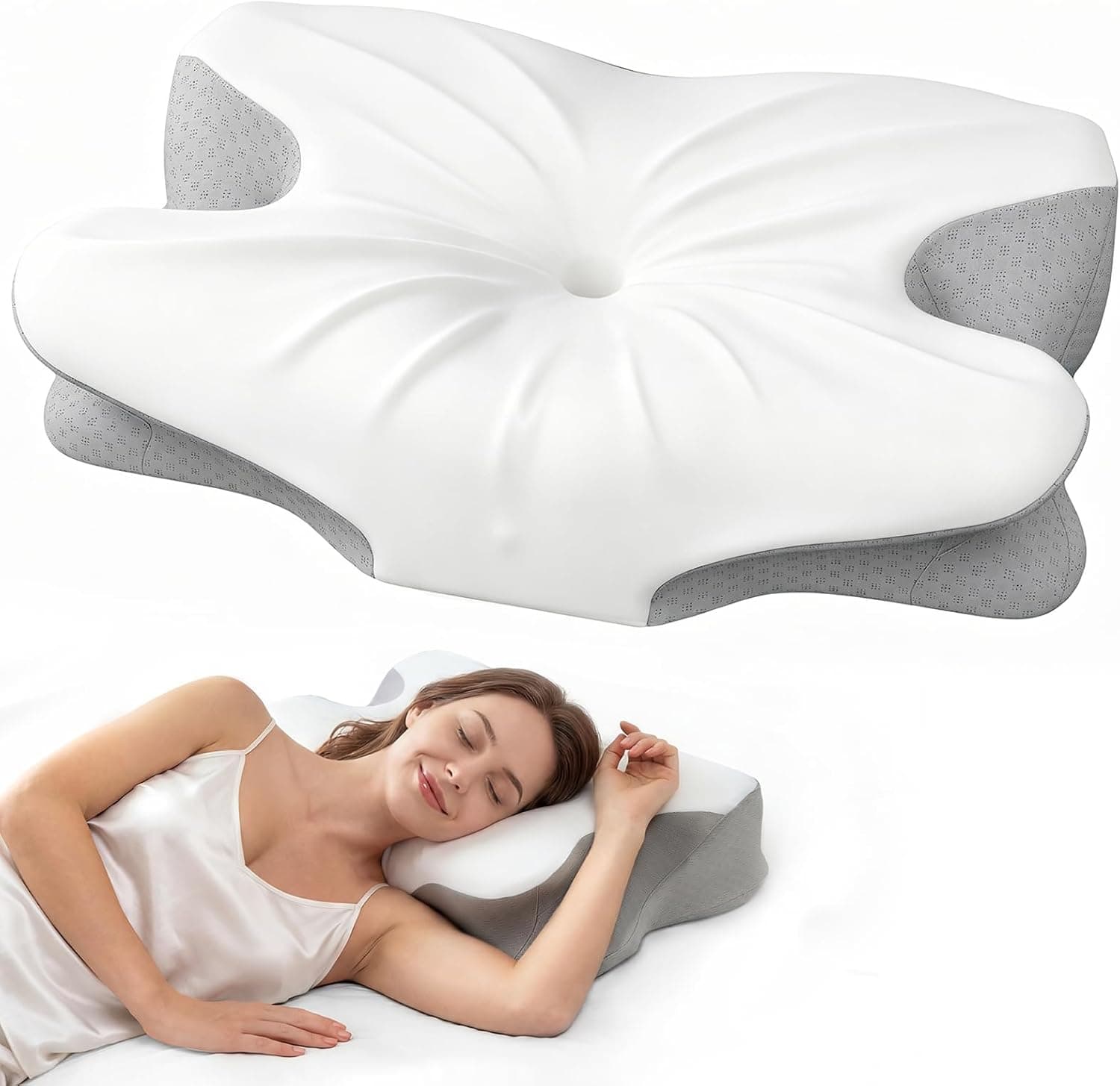 Ergo Cervical Pillow for Neck Pain Relief, Dual-Height Memory Foam