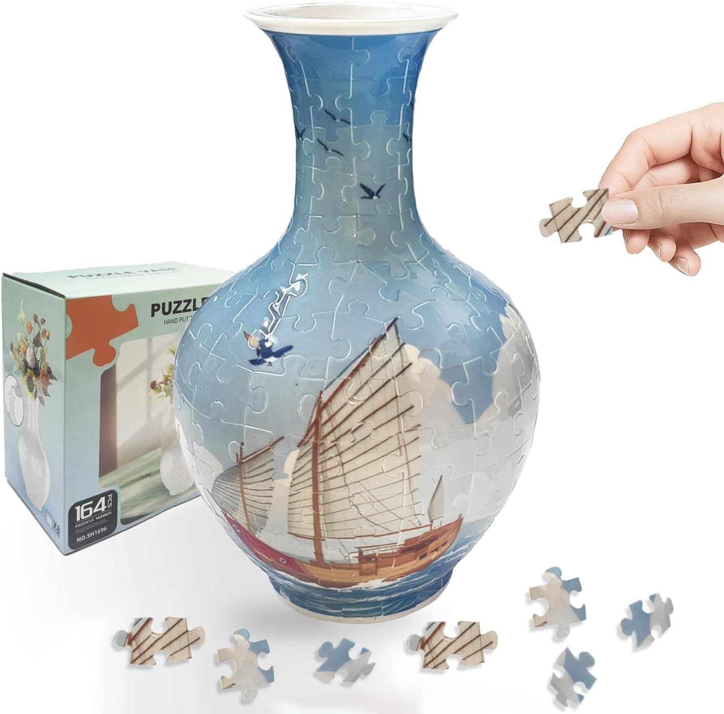 Unique 3D Puzzle Vase, 162 Curved Pieces DIY Flower Vase Craft Kit & 3D Puzzles for Adults, Creative Jigsaw Art Project Home Décor Centerpiece, for Women
