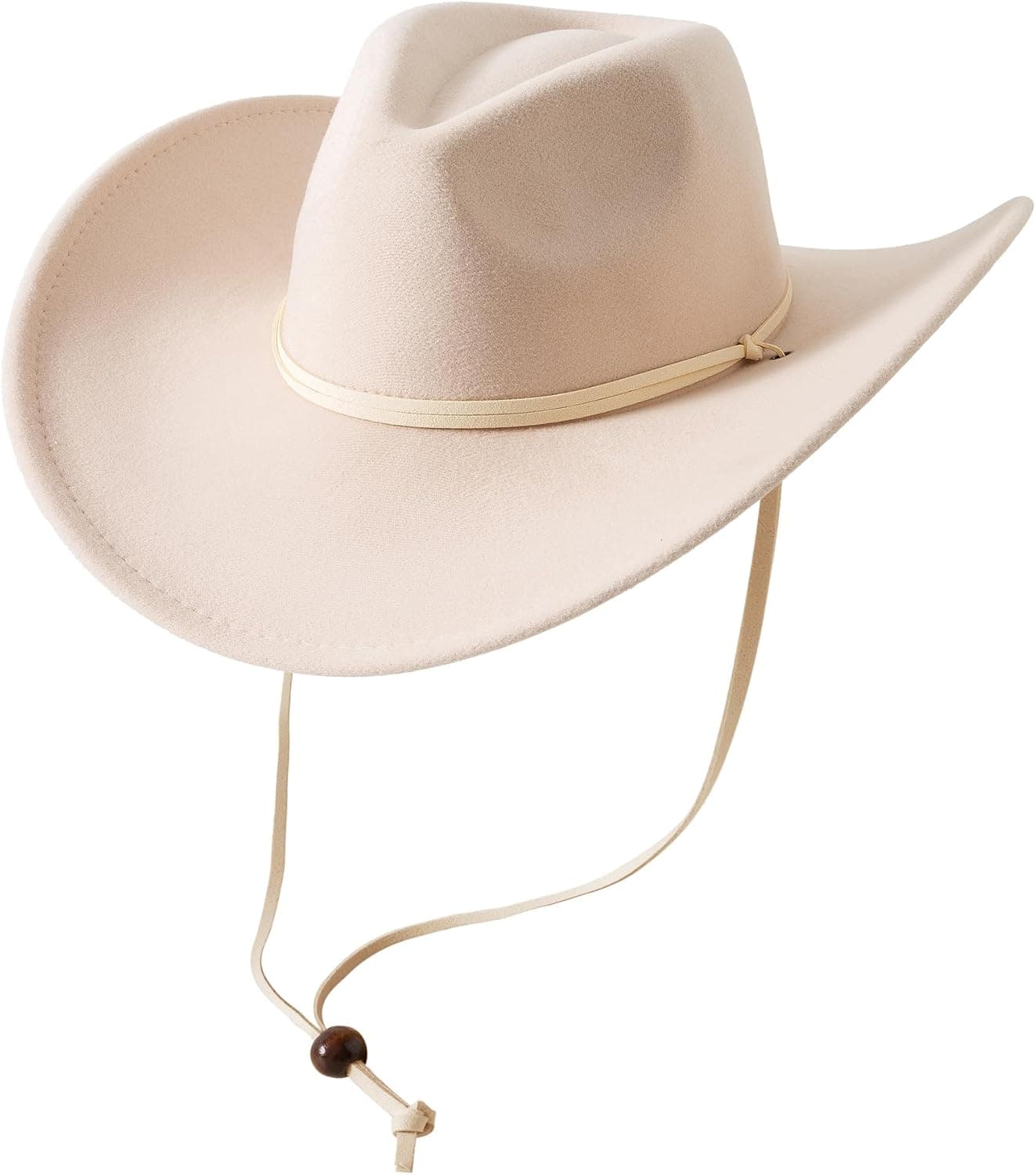 Women Men Retro Felt Wide Brim Western Cowboy Cowgirl Hat Dress Up Hat with Wind Lanyard