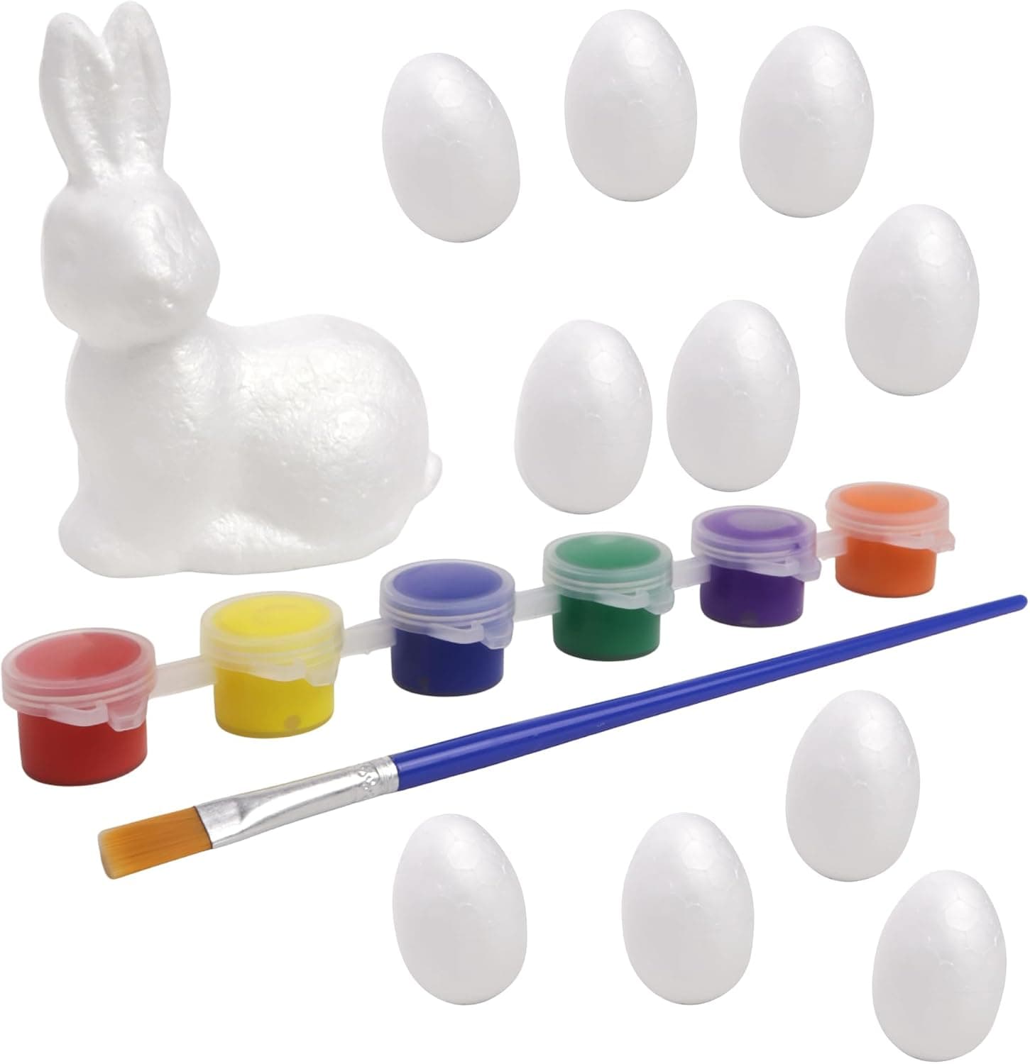 Needzo Paint Your Own Easter Bunny and Eggs, Festive Springtime Crafts, Includes Foam Figurines, Paint, and Brush, 4 Inches (Pack of 4)
