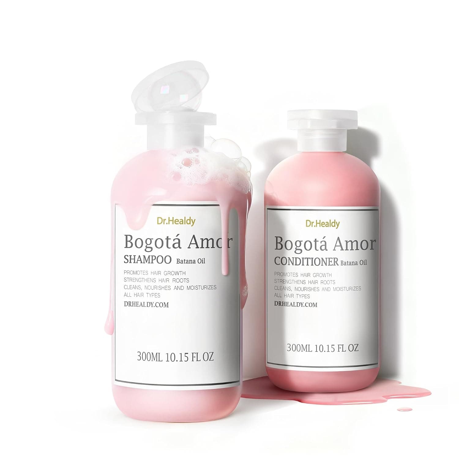 Moisturizing Shampoo and Conditioner Set, Boasts Hair Thickening with Batana Oil, Strengthens Hair Roots & Hydrates Scalp, For All Hair & Scalp Types, Paraben Free & Color Safe, Pink Rose Fragrance