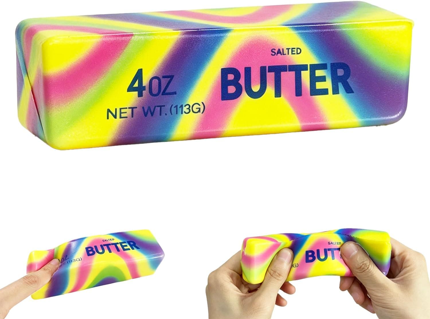 Butter Squishy Fidget Toy, Realistic Butter Stick Stress Relief Toy, Super Soft Slow Rising Squeeze, Sensory Desk Toy for Adults & Kids, Anxiety Relief Gift(Dazzling Colors)