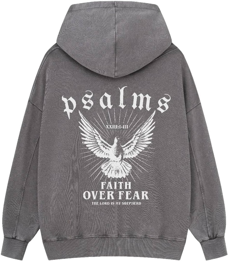 Graphic Hoodies for Men Women Unisex Washed Hoodie Oversized Sweatshirt Dove Faith Over Fear