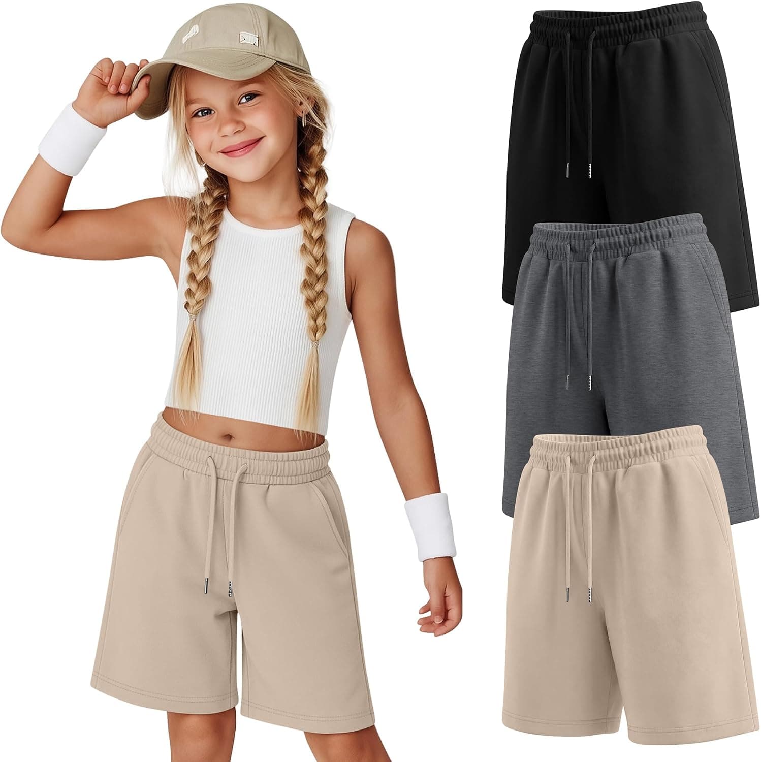 Halfchet 3 Pack Girls' Athletic Bermuda Shorts