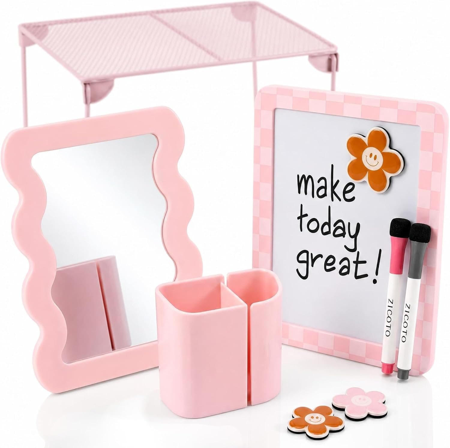 Stylish Locker Accessories Kit - Includes Shelf, Mirror, Whiteboard & More