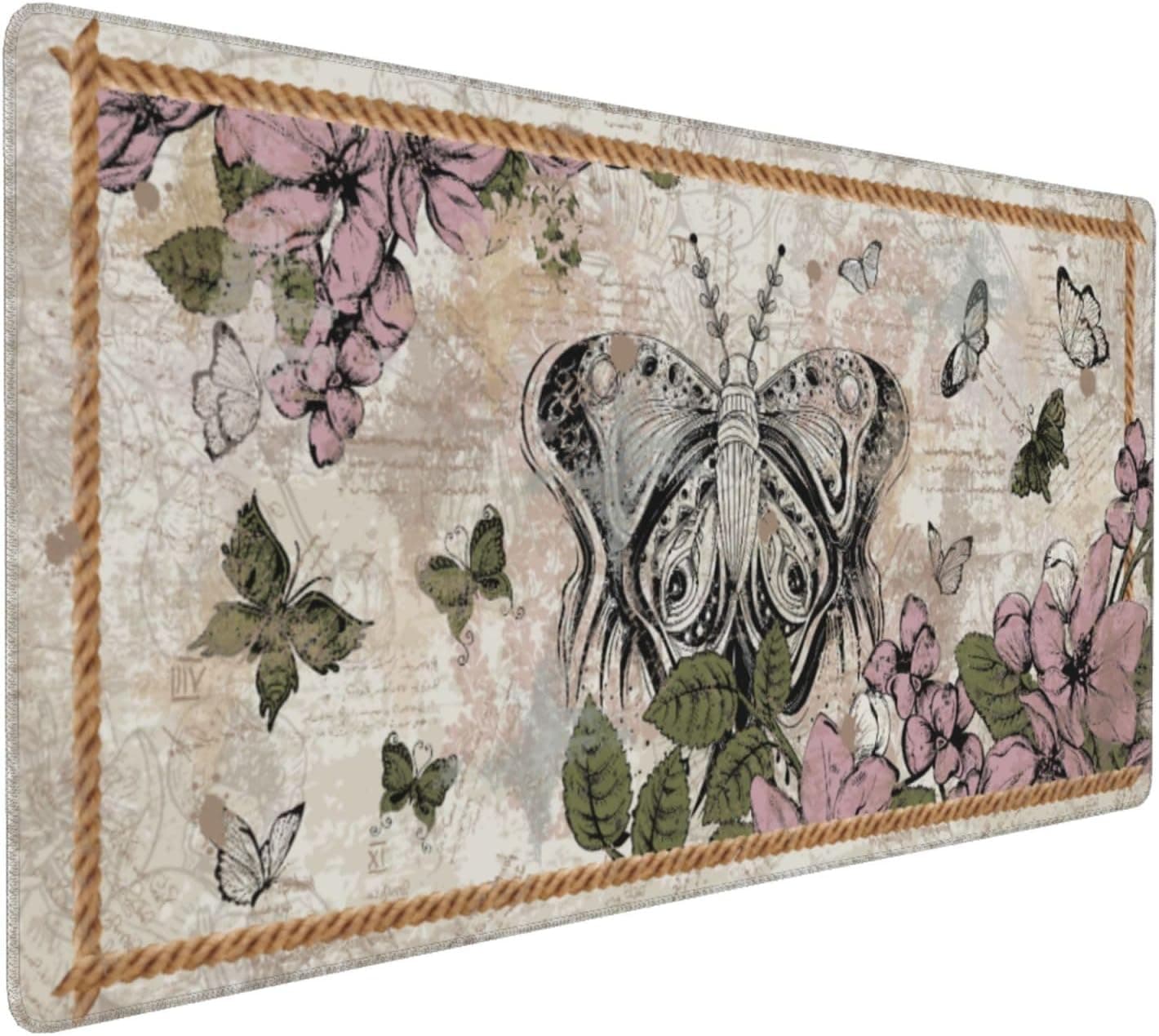 Vintage Desk Mat, Cute Butterfly Mouse Pad
