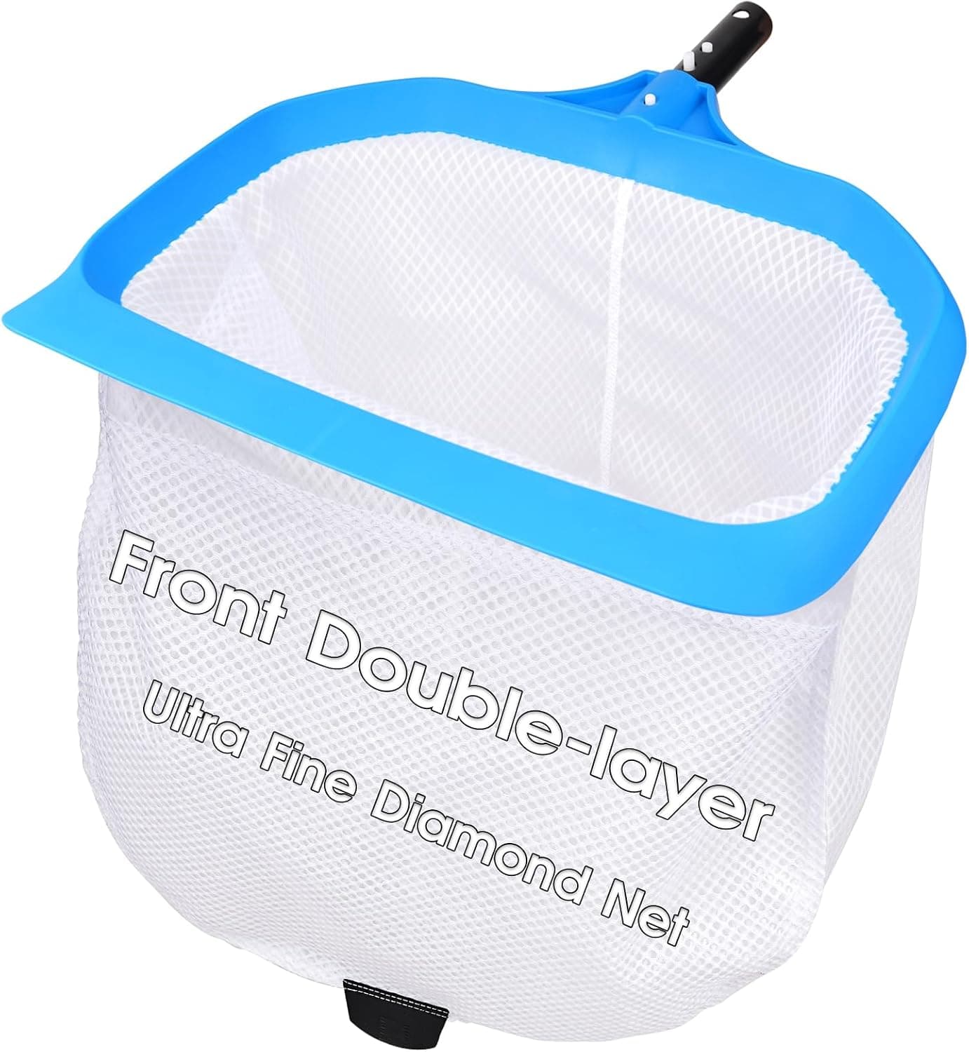 Pool Skimmer Net with Front Double Layer Net, Ultra Fine Mesh Diamond Netting Pool Leaf Rake for Above Ground Pools & In-ground Pools, Fit with 1-1/4'' Standard Pole