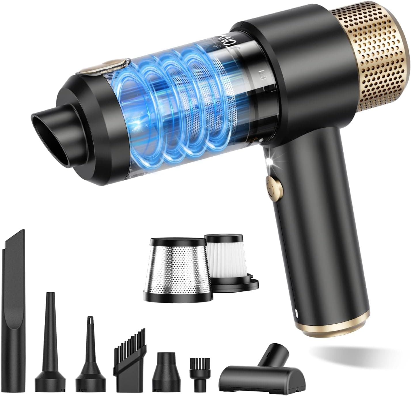 Handheld Car Vacuum Cleaner, 16000PA Hand Held Vacuum Portable Cordless, 2 in 1 Air Duster and Vacuum Cleaner with LED Light, Multi-Nozzles, 120W High Power Mini Vacuum for Home, Pet, Office