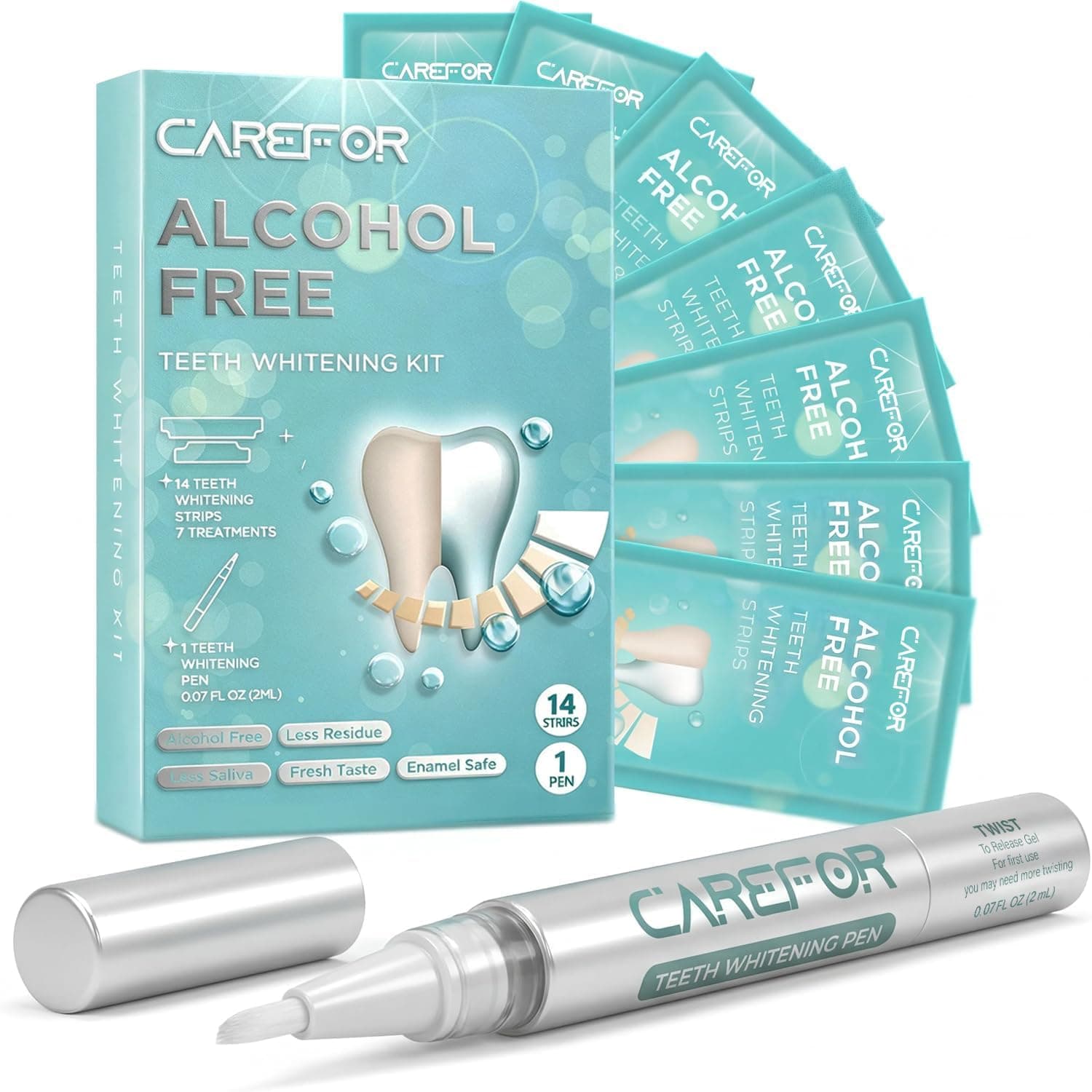 Teeth Whitening Strips & Pen Kit Enamel-Safe Formula for Sensitive Teeth