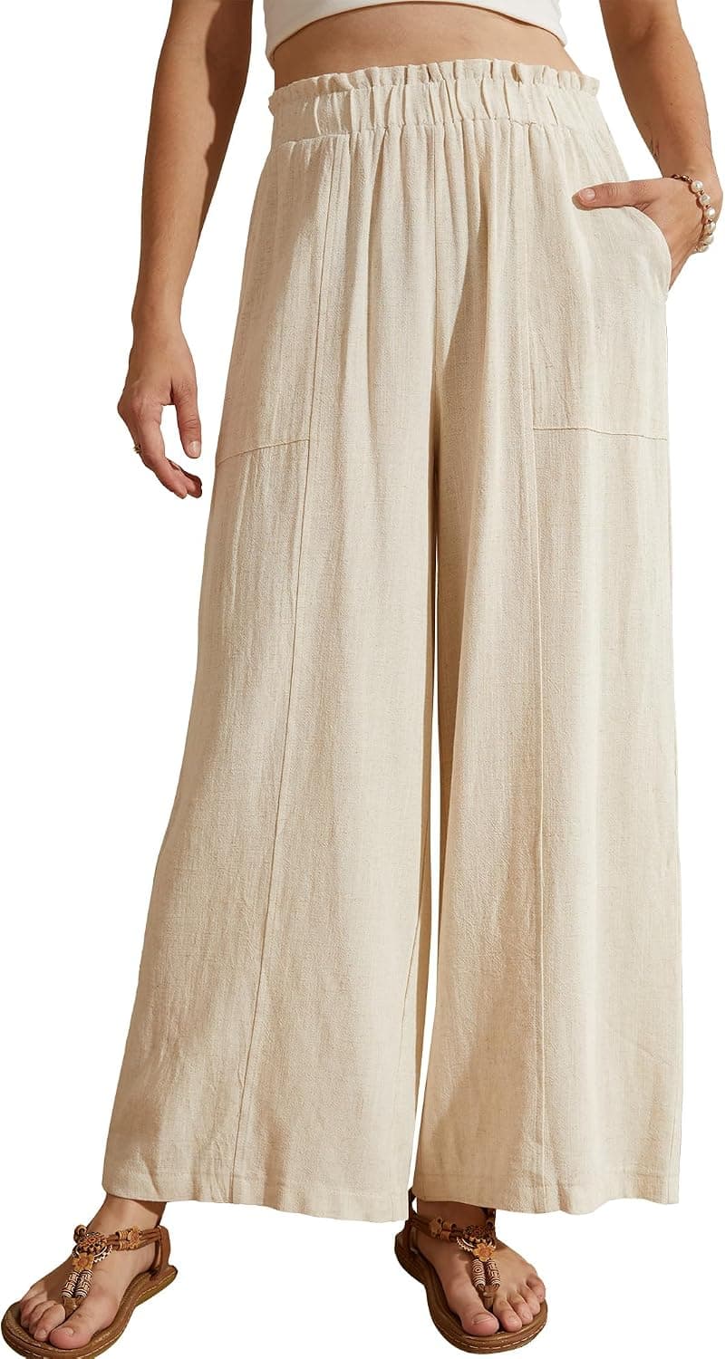 Beautiful Nomad Women's Linen Pants Casual Wide Leg Pant with Pockets