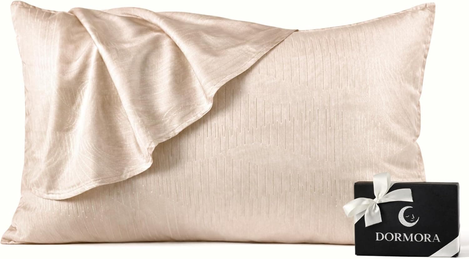 Pillowcase Like Silk Standard Size, Cooling Pillow Cases for Hair & Skin, Envelope Closure, Soft Smooth, Elegant Bedroom Decor, Giftable Set, 20x26 inches, 2pc, Pearl Ivory