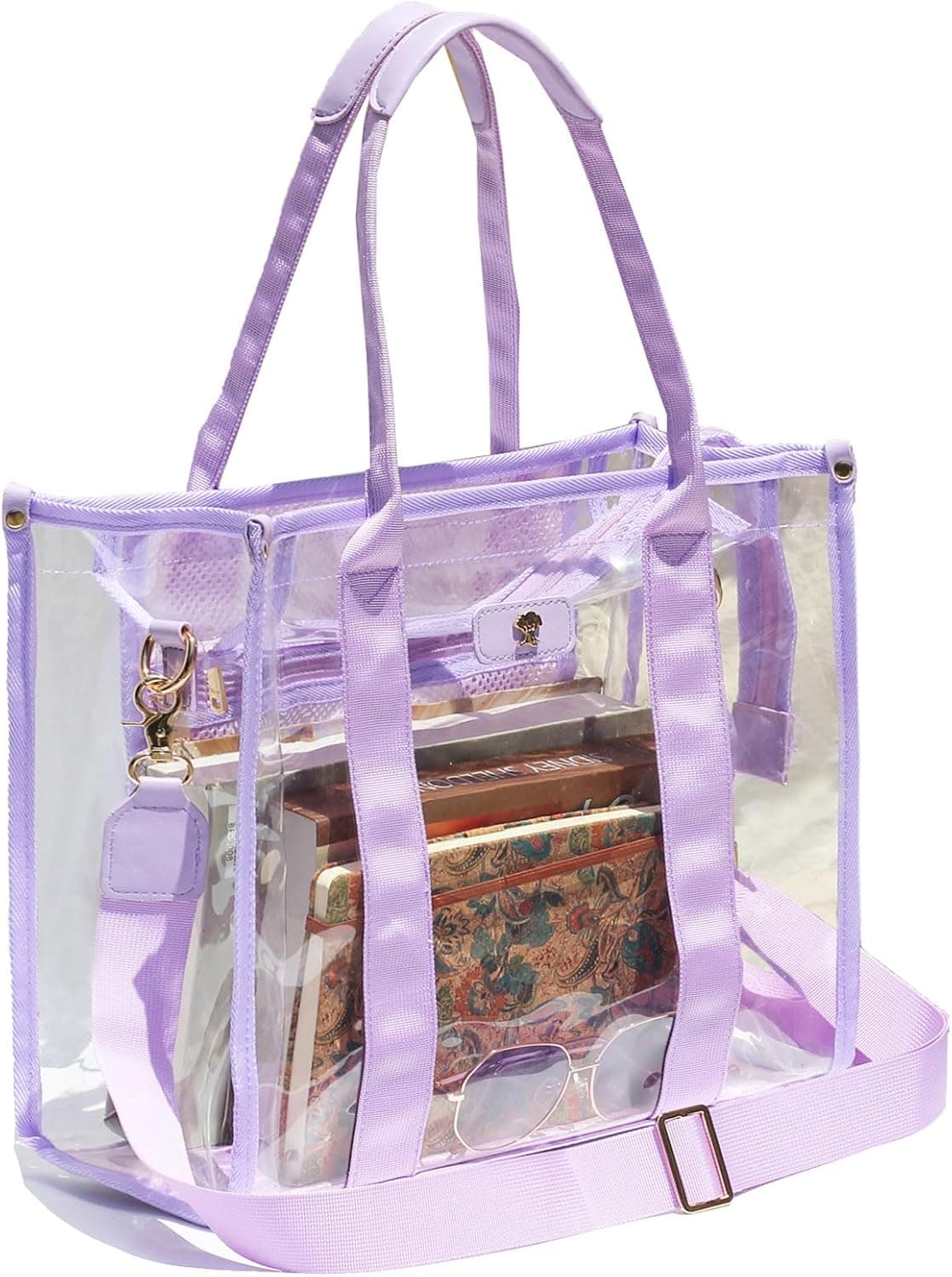 Large Clear Tote Bag Stadium Approved for Stadium Events Transparent Shoulder crossbody Handbag with Adjustable Strap