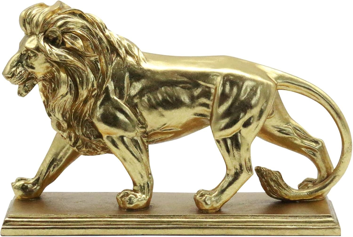 Lukitas Walking Gold Lion Statue Sculpture Decorative Ornament, Resin 8''
