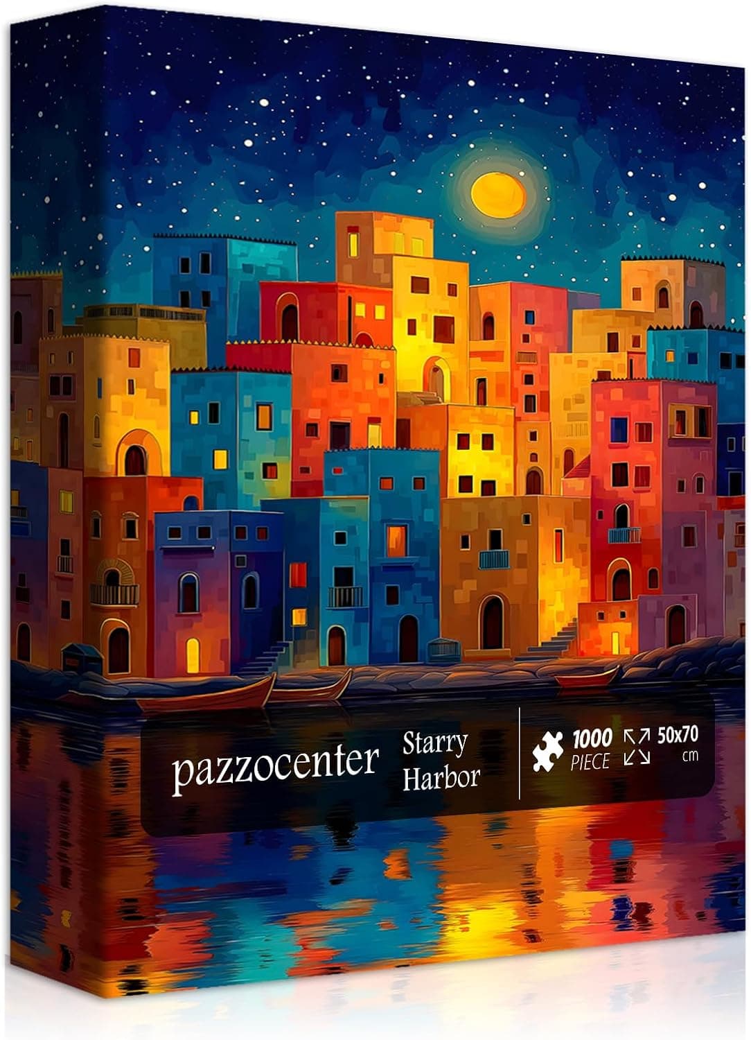 Beach Puzzles for Adults 1000 Pieces, Fantasy Ocean Cottage Jigsaw Puzzles, Colorful Starry Sky Coastal House Landscape Puzzle, Beautiful Coastal House Wall Decor