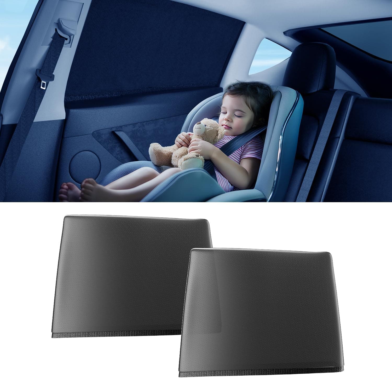 [2026 Upgraded] DMJN Car Window Shades for Baby, 100% UV & Sun Block Car Side Windows Covers Sun Shades for Baby in Car, Easy-Install Nano Ice-Crystal Coating Universal Fit, 4 Packs
