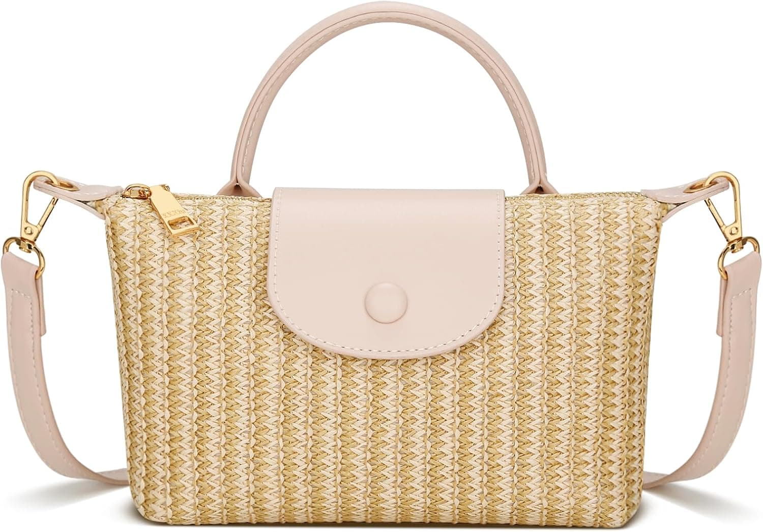 KKXIU Mini Top Handle Purse for Women Summer Straw Beach Bag