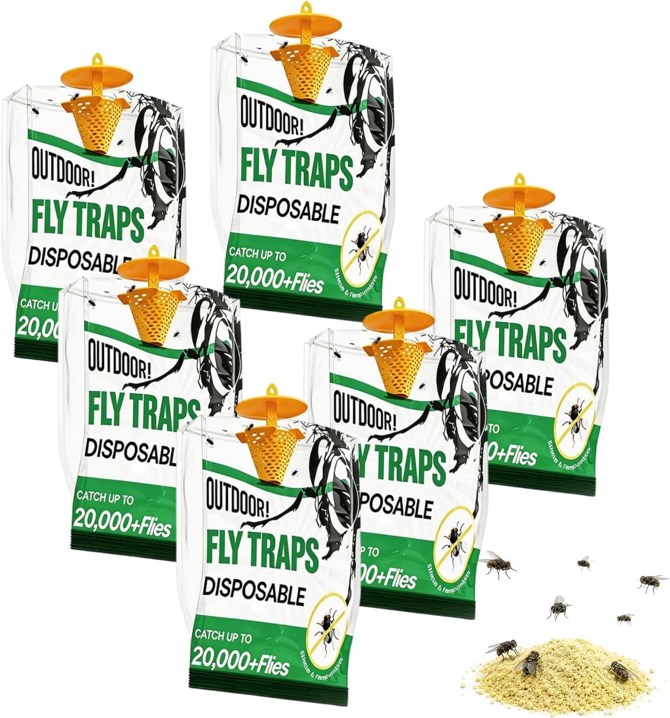 Fly Traps Outdoor Add Water Outdoor Flying Insect Trap Fly Traps, Portable Disposable Fly Catcher for Backyard, Ranch, Farm, Barn, Patio, Garbage Areas 9pack