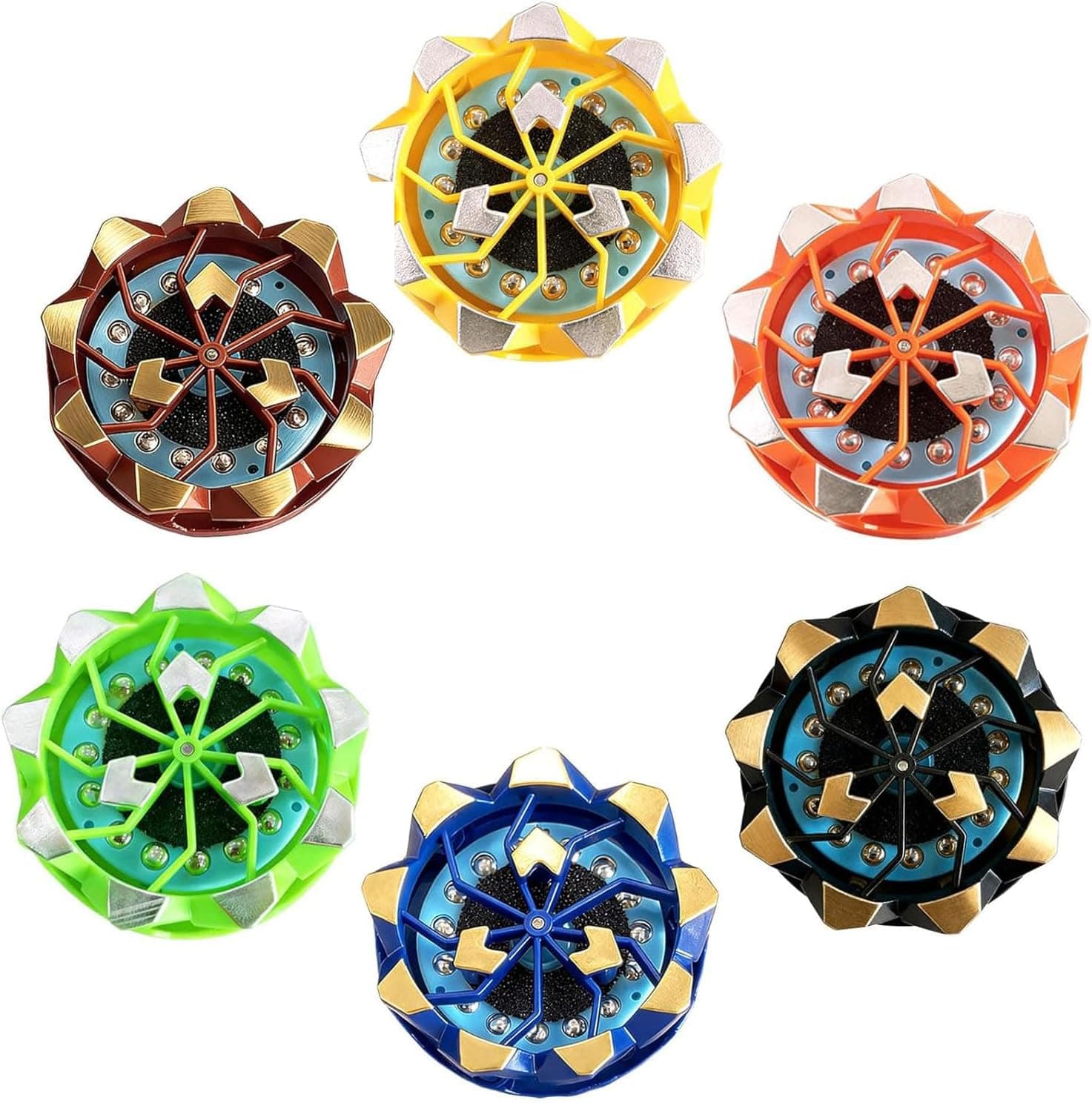 Handheld Fireworks Gyroscope，Fireworks Fingertip Gyro,Cool Flashing Spinning Toys，Luminous Spinning Gyroscope Battle Decompression Toy (6PCS)