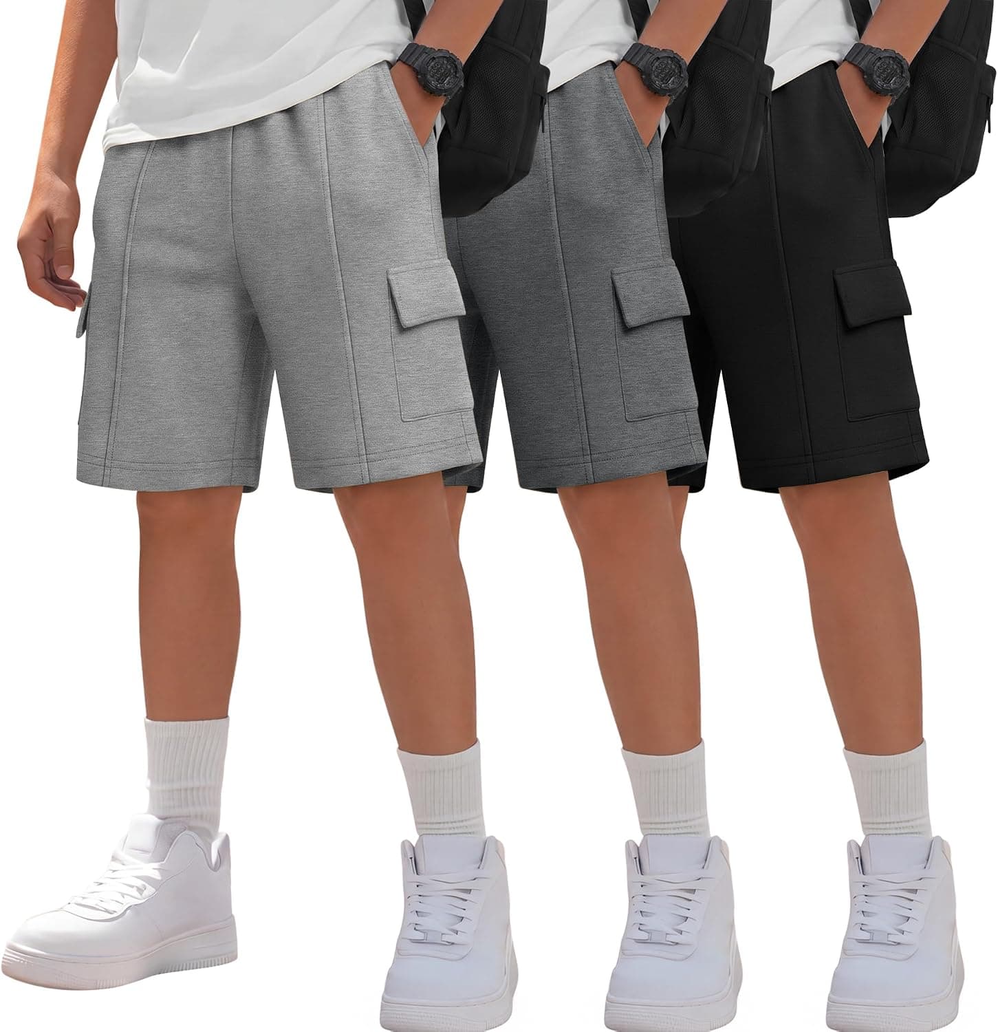 3 Pack Boys Cargo School Uniform Shorts