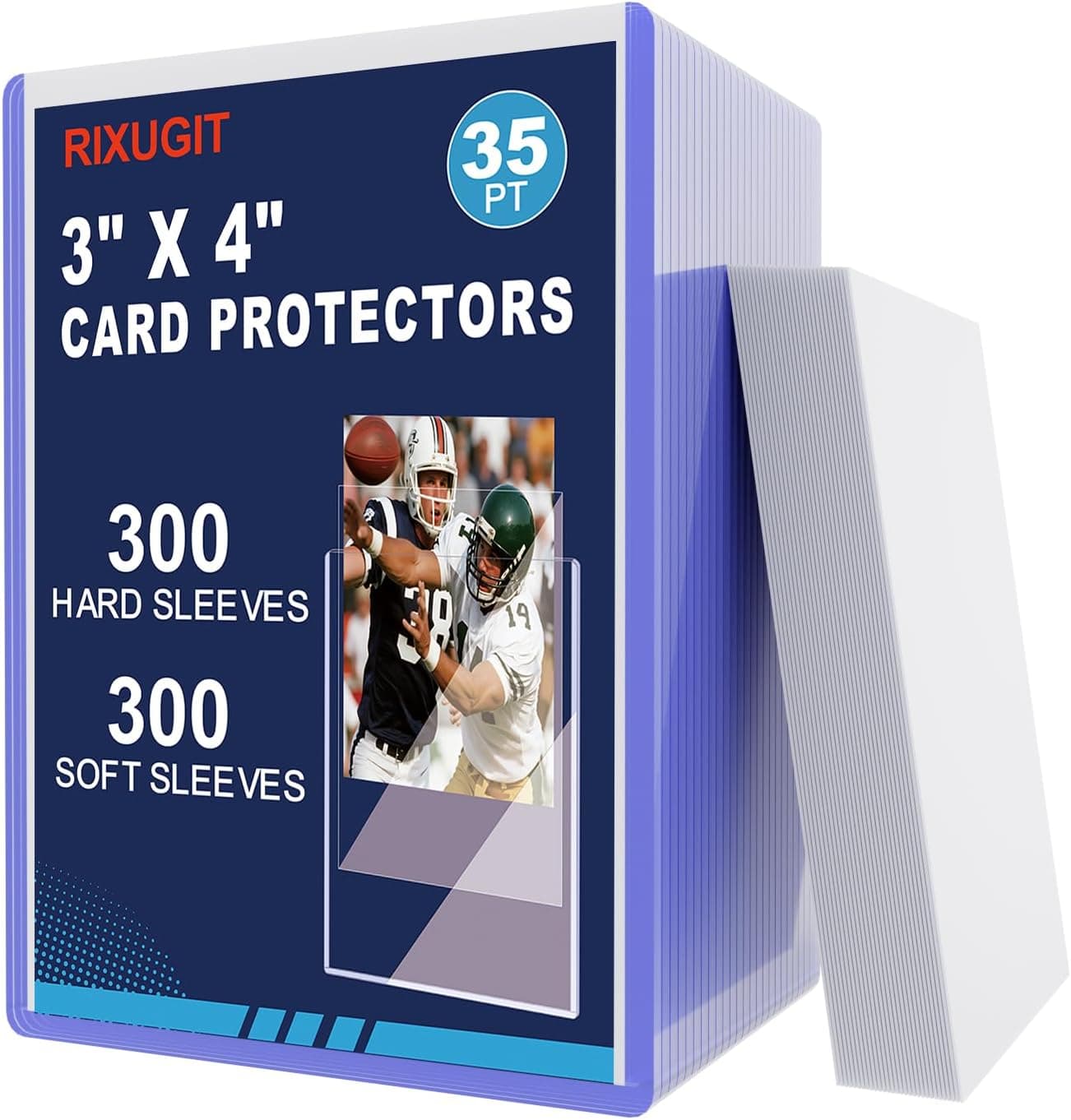 600 Card Protector Set, 300 Hard Plastic Card Sleeves and 300 Soft Sleeves
