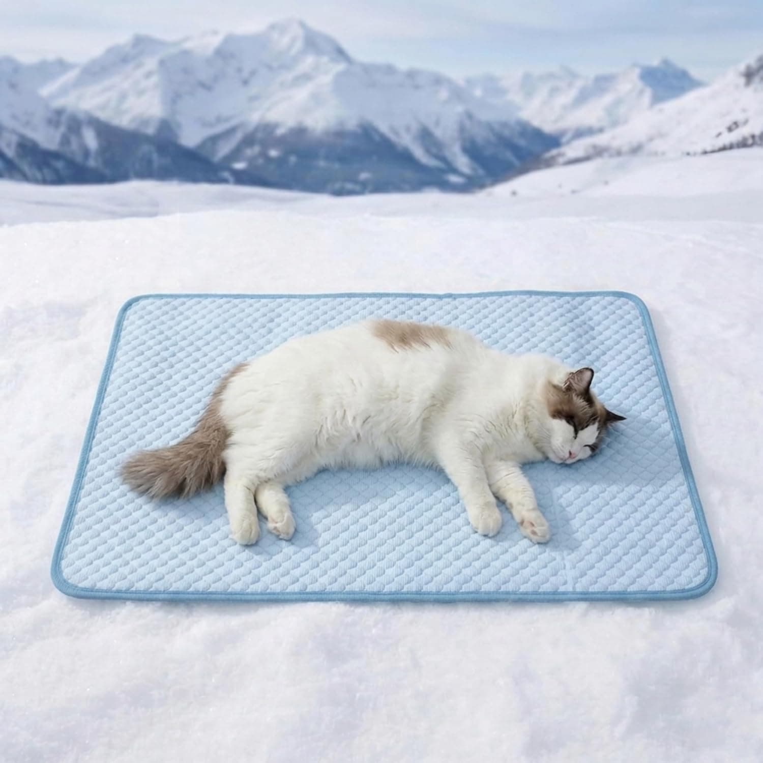 Dog Cooling Mat for Small Dogs, QMAX>0.4 Breathable Cool Pet Crate Pad Indoor for Cat with Chill Fiber and Innovative Mesh Base, Portable Washable Kennel Mat for Summer, 24"×19.6",Baby Blue