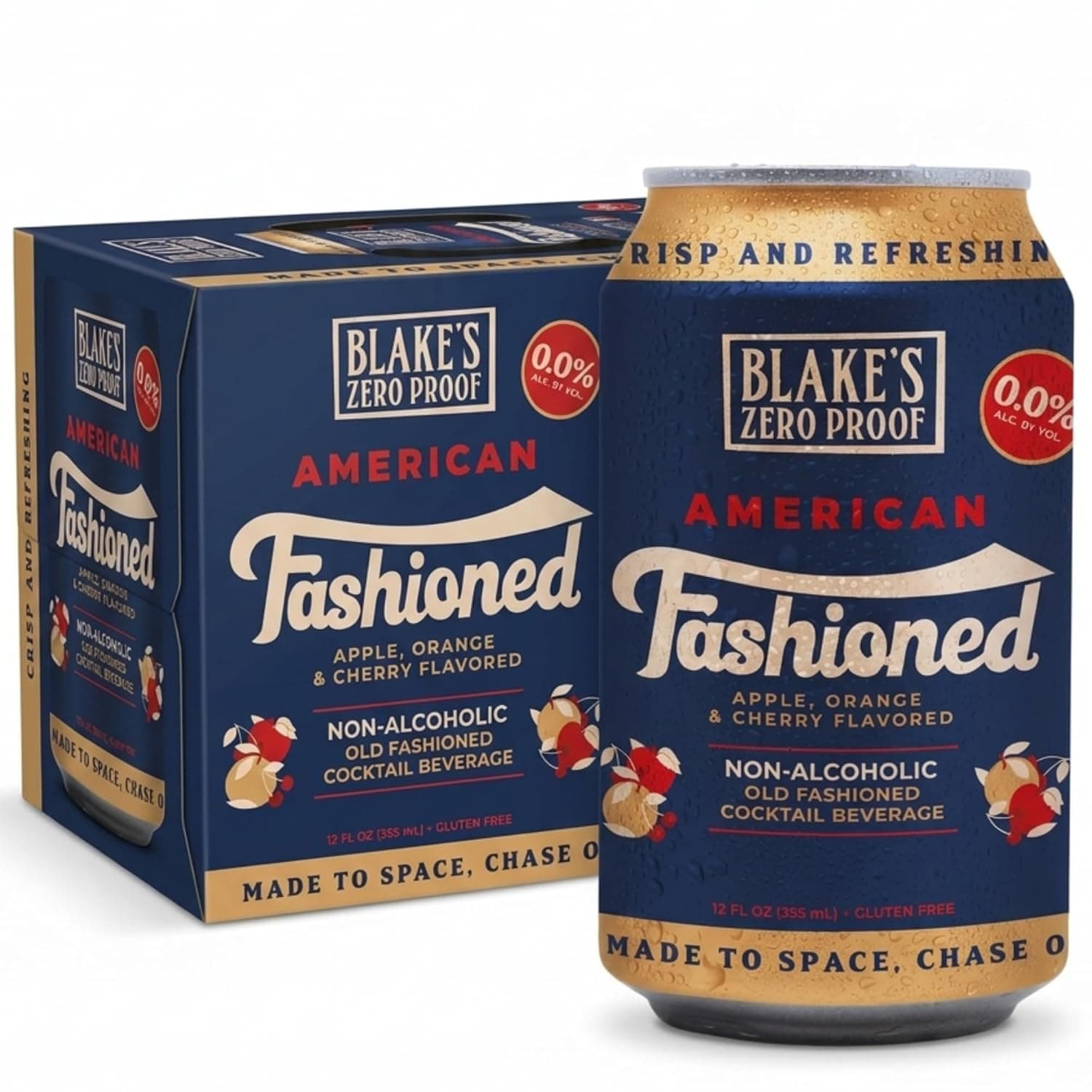 Blake’s Zero Proof American Fashioned Sparkling Mocktail – Non Alcoholic Carbonated Juice Beverage, Gluten Free, Bold Citrus, Apple, Cherry Inspired Flavor, Lightly Carbonated Cocktail-Inspired Drink, 12 Pack of Cans