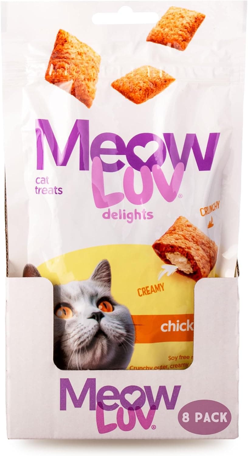 Ultra Chewy Meow Luv Delights Crunchy Cat Treats, Chicken Flavor, 8 Pack