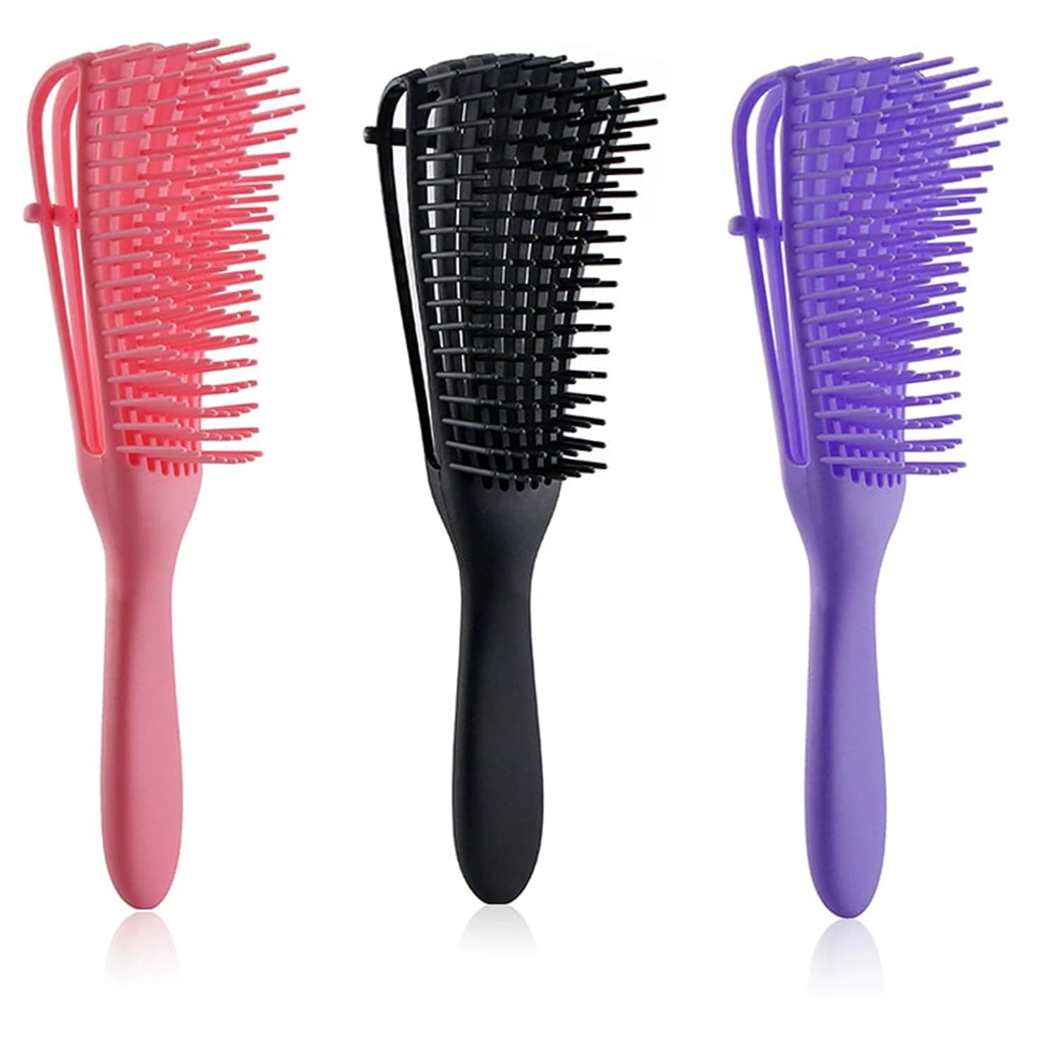 Flexible Detangling Brush for Black Natural Hair, 8-Row Detangler with Control Bar for 3a to 4c Kinky Curly Coily Hair, Wet & Dry Painless Comb
