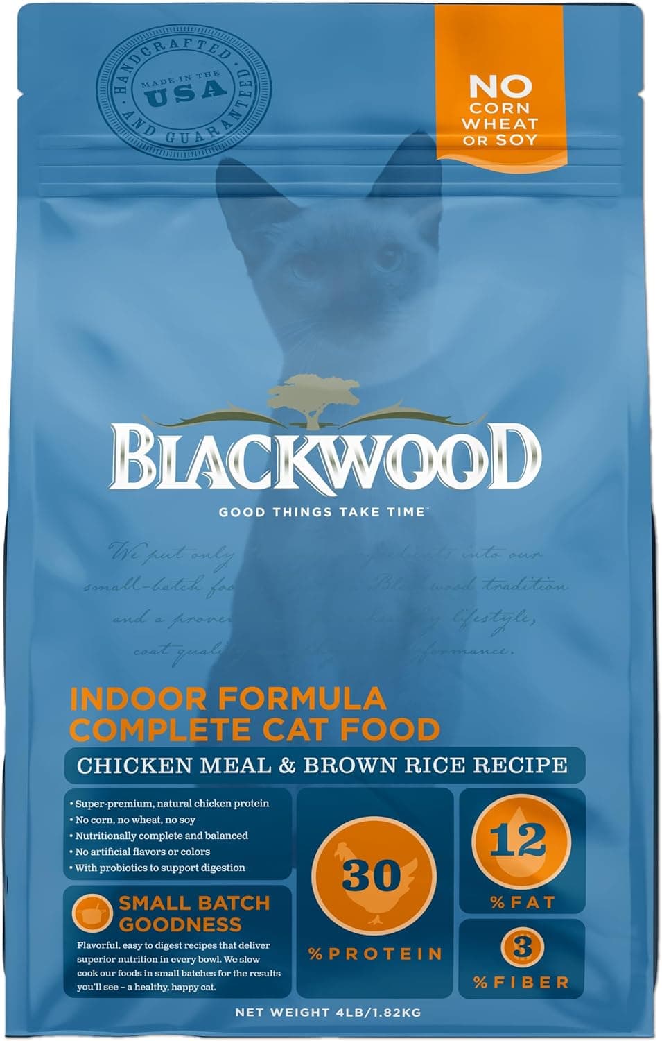 Blackwood Indoor Formula Dry Cat Food, Chicken Meal & Brown Rice, 4 lb