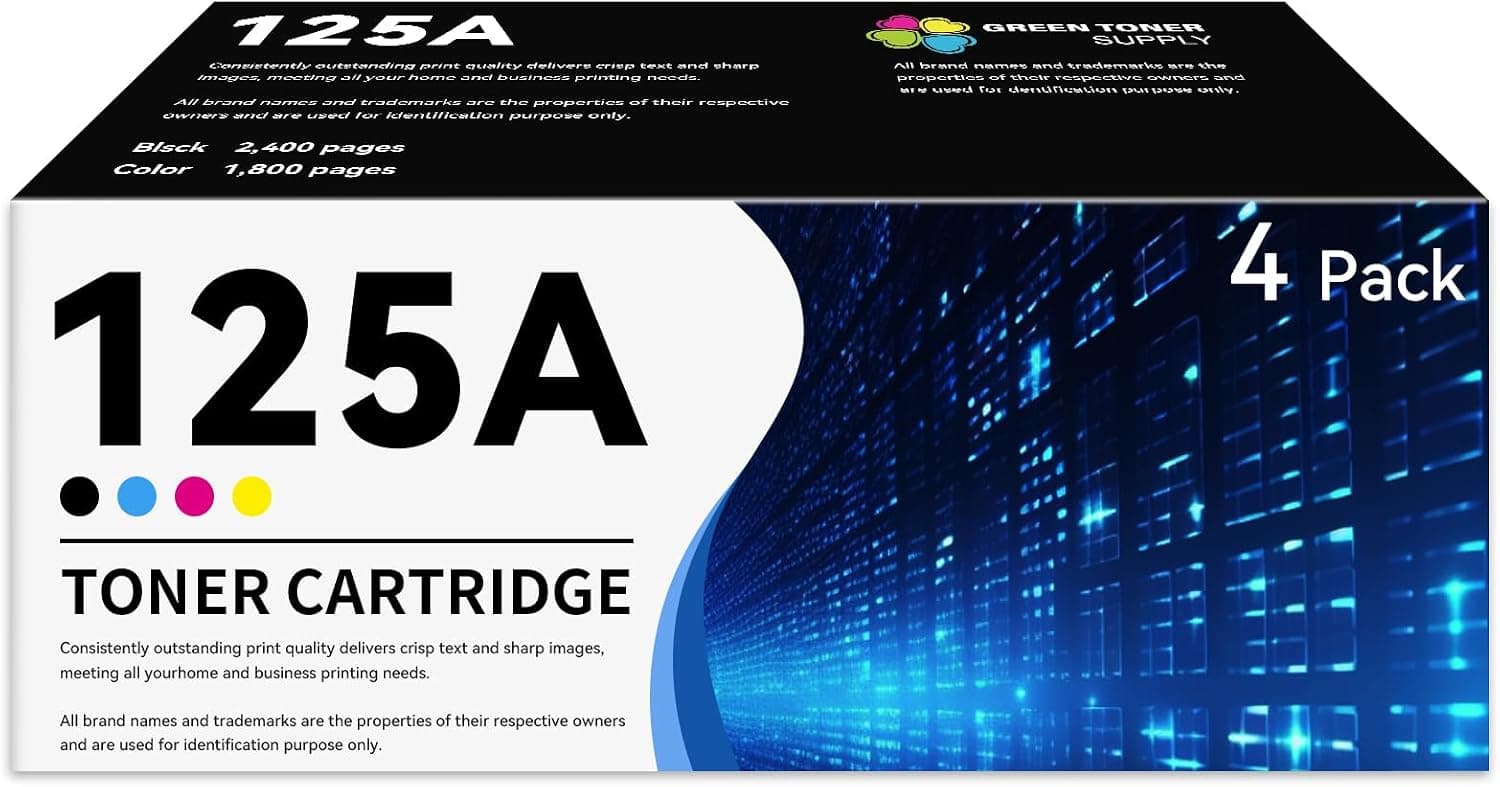 Replacement for HP 125A Toner Cartridges Set, 4 Pack
