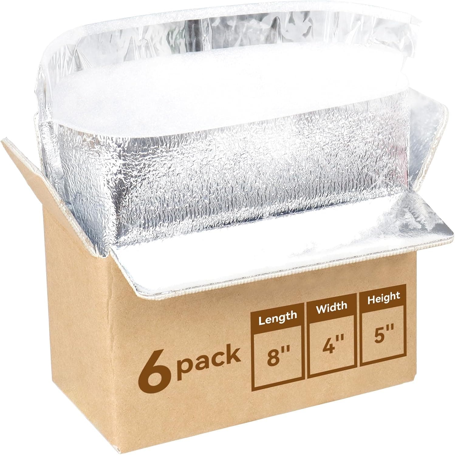 8x4x5 Inch Insulated Shipping Box with Aluminum Foil Liner, 6 Pack Cold Shipping Boxes with Aluminum Foil Insulated Bag, Insulated Boxes for Cold Shipping, Frozen Food