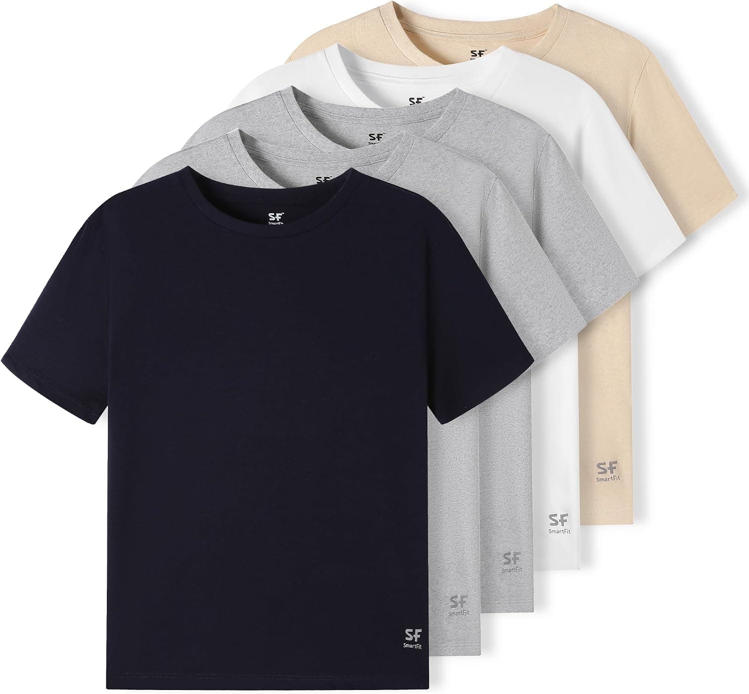 Men's Crewneck T-Shirts, 5-Pack Undershirt, Multicolor, Regular Fit, Tag-Free, Ultra Soft, Breathable