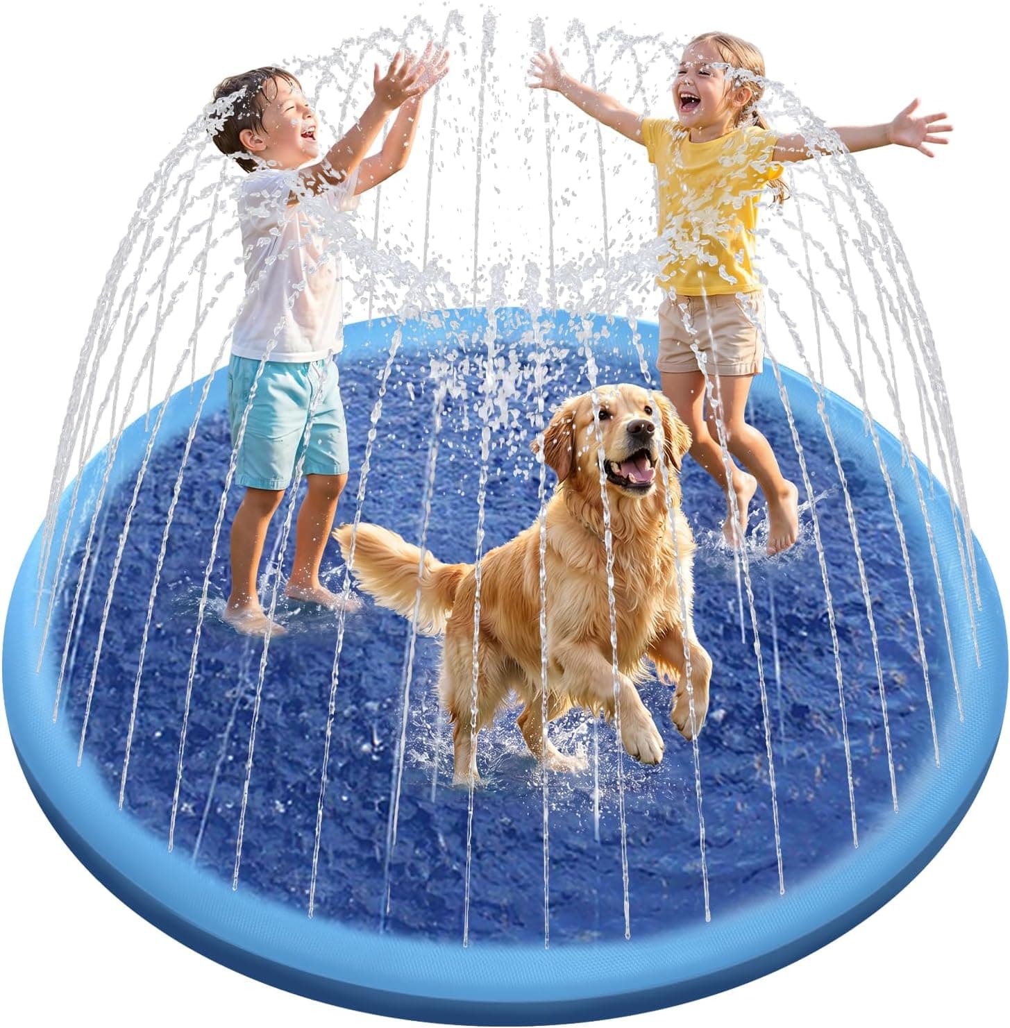 Non-Slip Splash Pad for Kids and Dog, 67'' Splash Pad Thicken 0.58mm for Kids Ages 4-8 Toddler Baby Splash Sprinkler Pad Dog Pool Summer Outdoor Water Toys for Boys Girls