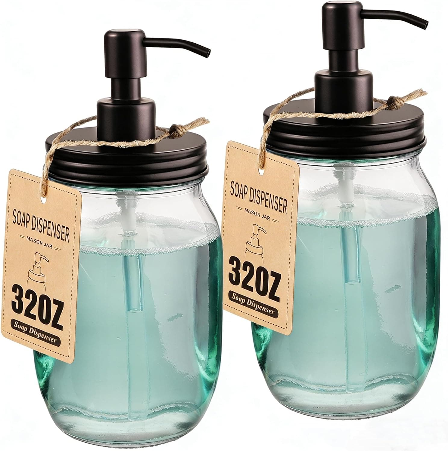 Amolliar 32OZ Mason Jar Liquid Soap Dispenser, Wide Mouth, Bronze 4 Pack