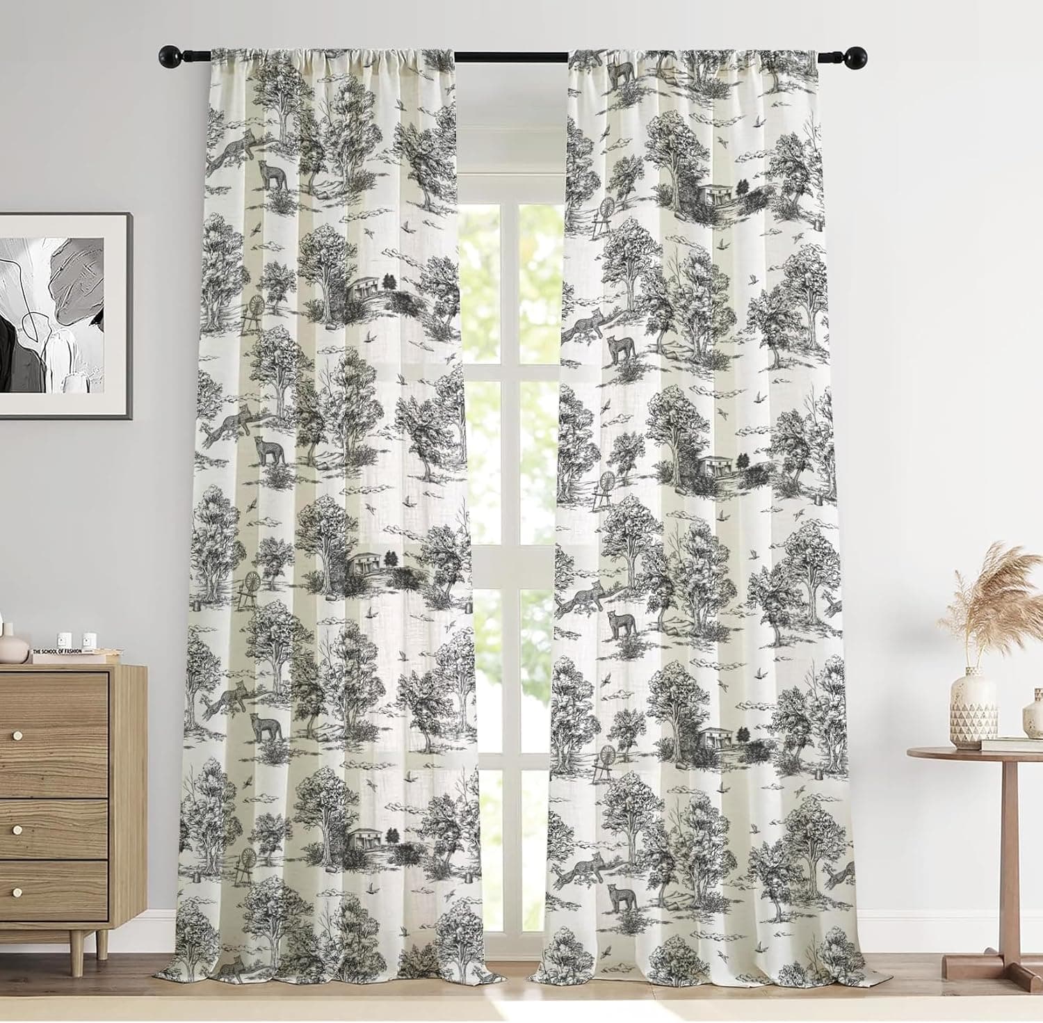 LOVOUS Vintage Black Curtains 84 Inch Length 2 Panels Set