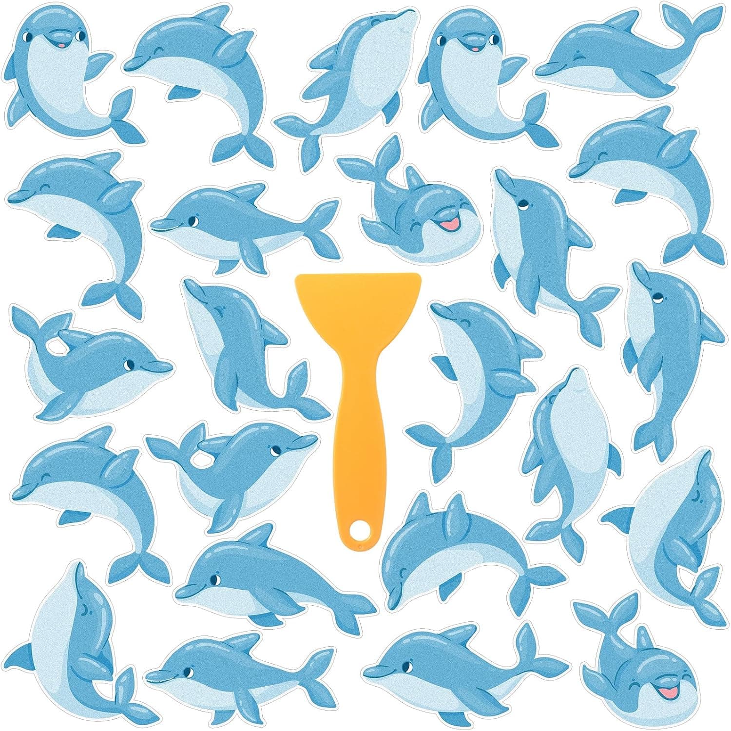 Yaomiao 48 Pcs Dolphin Non Slip Bathtub Stickers with Scraper