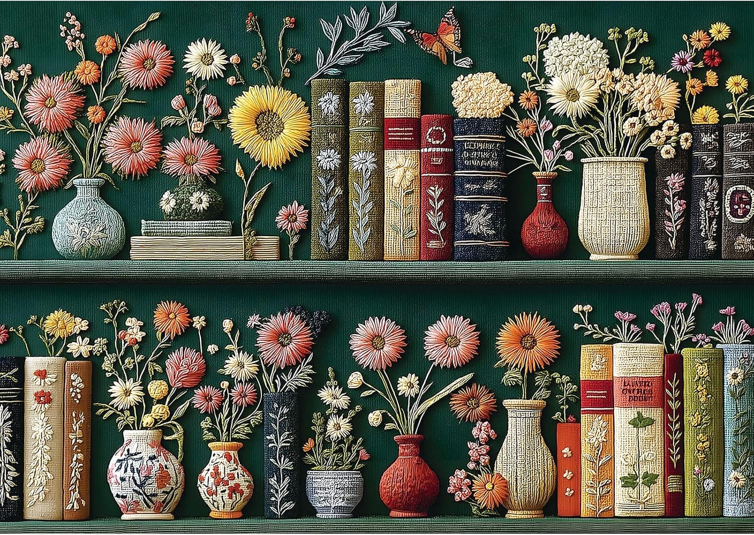 Wildflower Pages Puzzles for Adults 1000 Pieces Vintage Embroidered