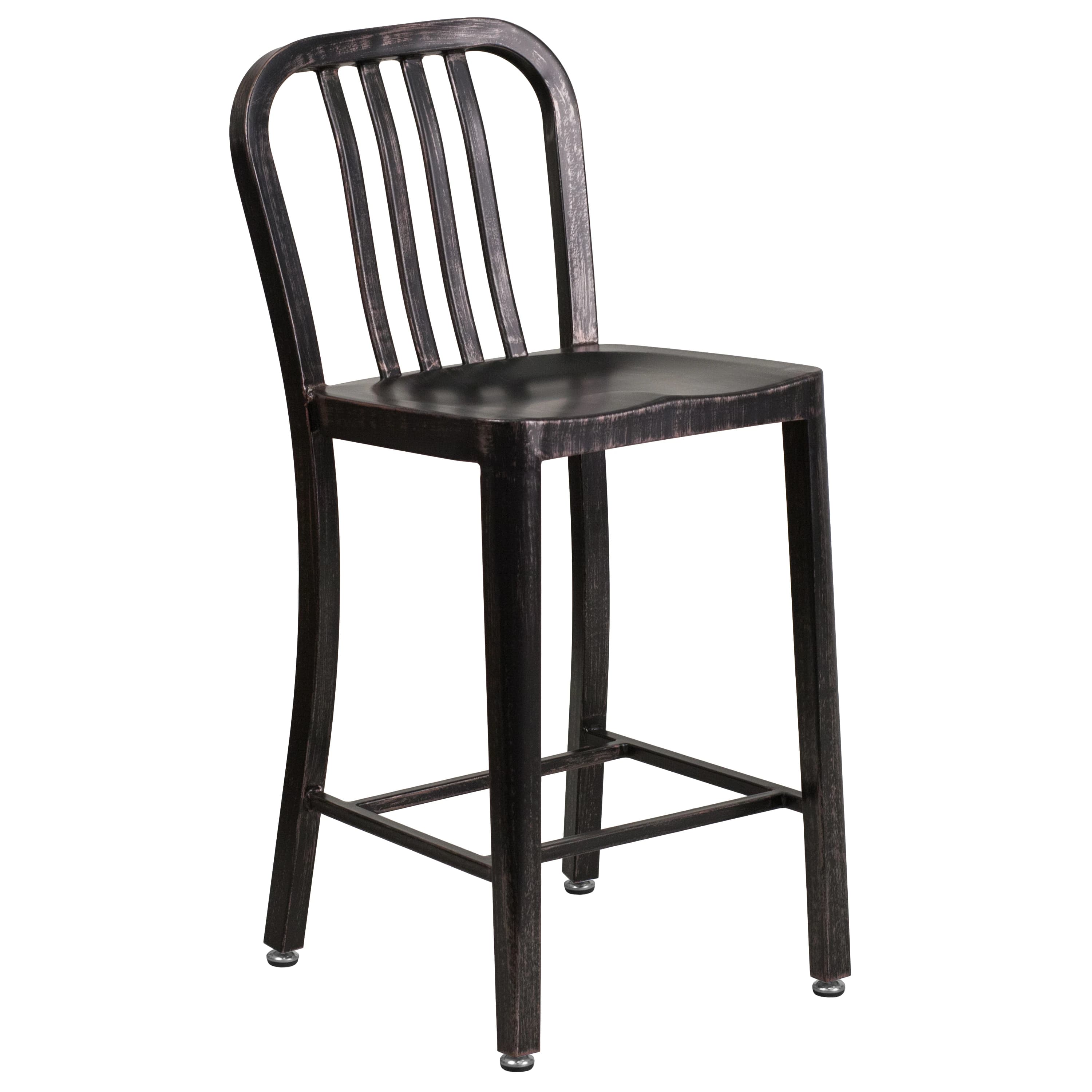 Flash Furniture Gael Black-antique Gold 24.5-in H Counter height Metal Bar Stool Back
