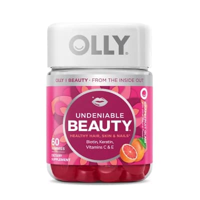 OLLY Undeniable Beauty Multivitamin Gummies for Hair Skin & Nails with Biotin, Keratin, Vitamins C & E - Grapefruit Glam - 180ct