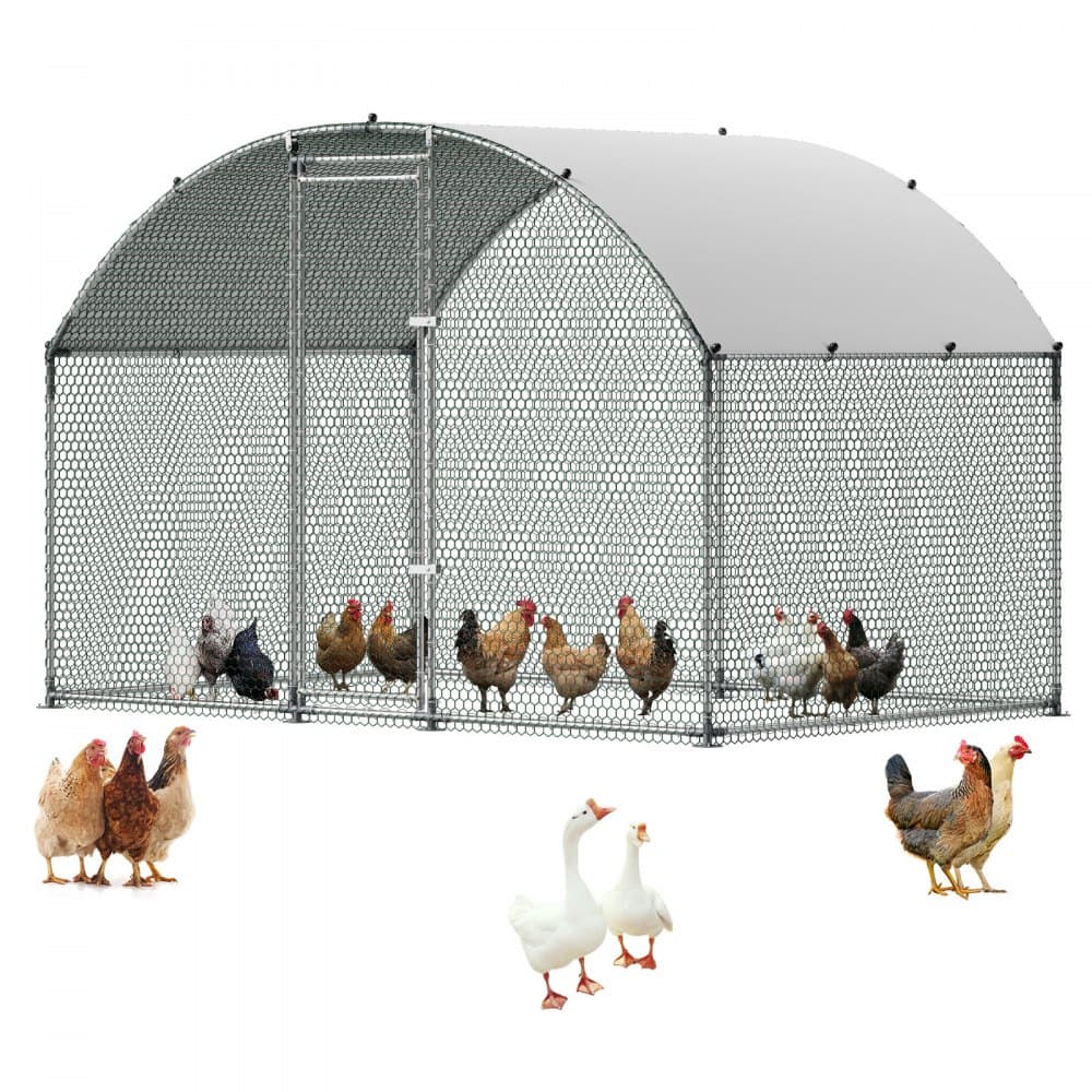 VEVOR Large Metal Chicken Coop 9.8x6.6x6.6 ft Walk-in Chicken Run House, Doom Roof Hen House Enclosure with Cover and Security Lock, Outdoor Duck Rabbit Cage Poultry Pen for Backyard, Farm, Yard Use