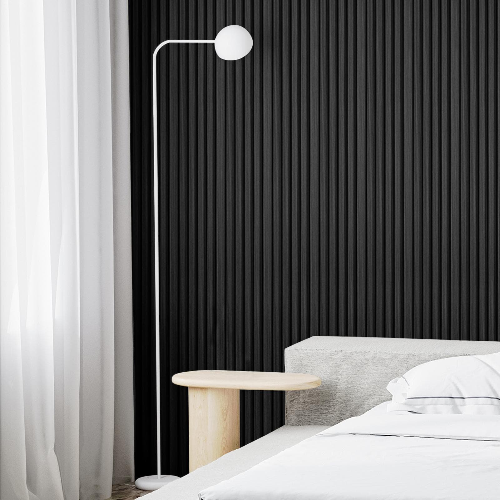 A30105MB08-Art3d Slat Wall Panels, WPC Soundproof 3D Wall Paneling for Interior Wall Decor, TV Background, 4-Pack 96 x 6 in. Black